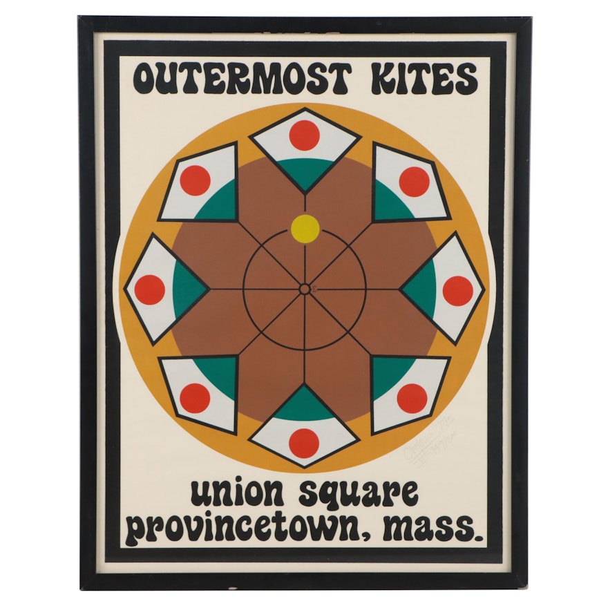 Serigraph "Outermost Kites, Union Square Provincetown, Mass," 1975