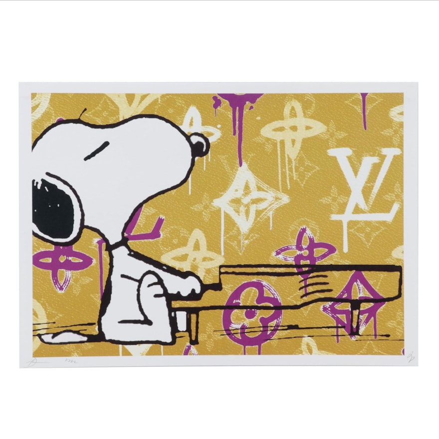 Death NYC Pop Art Graphic Print of Snoopy Playing Piano Against Louis  Vuitton