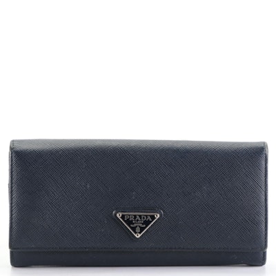 Prada Triangle Logo Flap Wallet in Saffiano Leather
