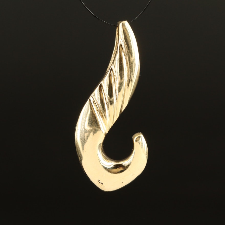 14K Slide Pendant with Fluted Accents