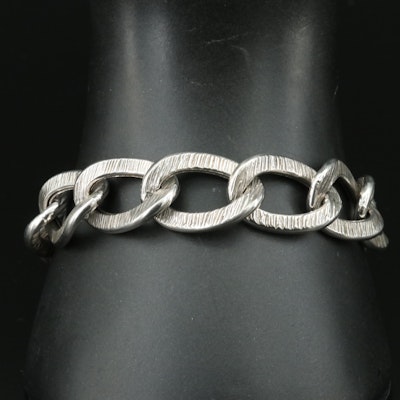 Sterling Textured Cable Link Bracelet