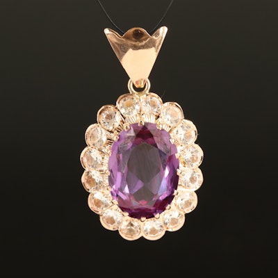 14K Rose Gold Sapphire and White Sapphire Pendant