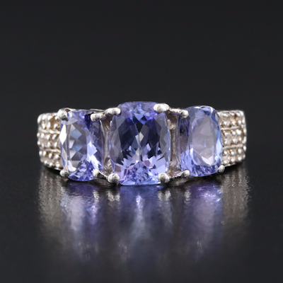 Sterling Tanzanite and White Sapphire Ring