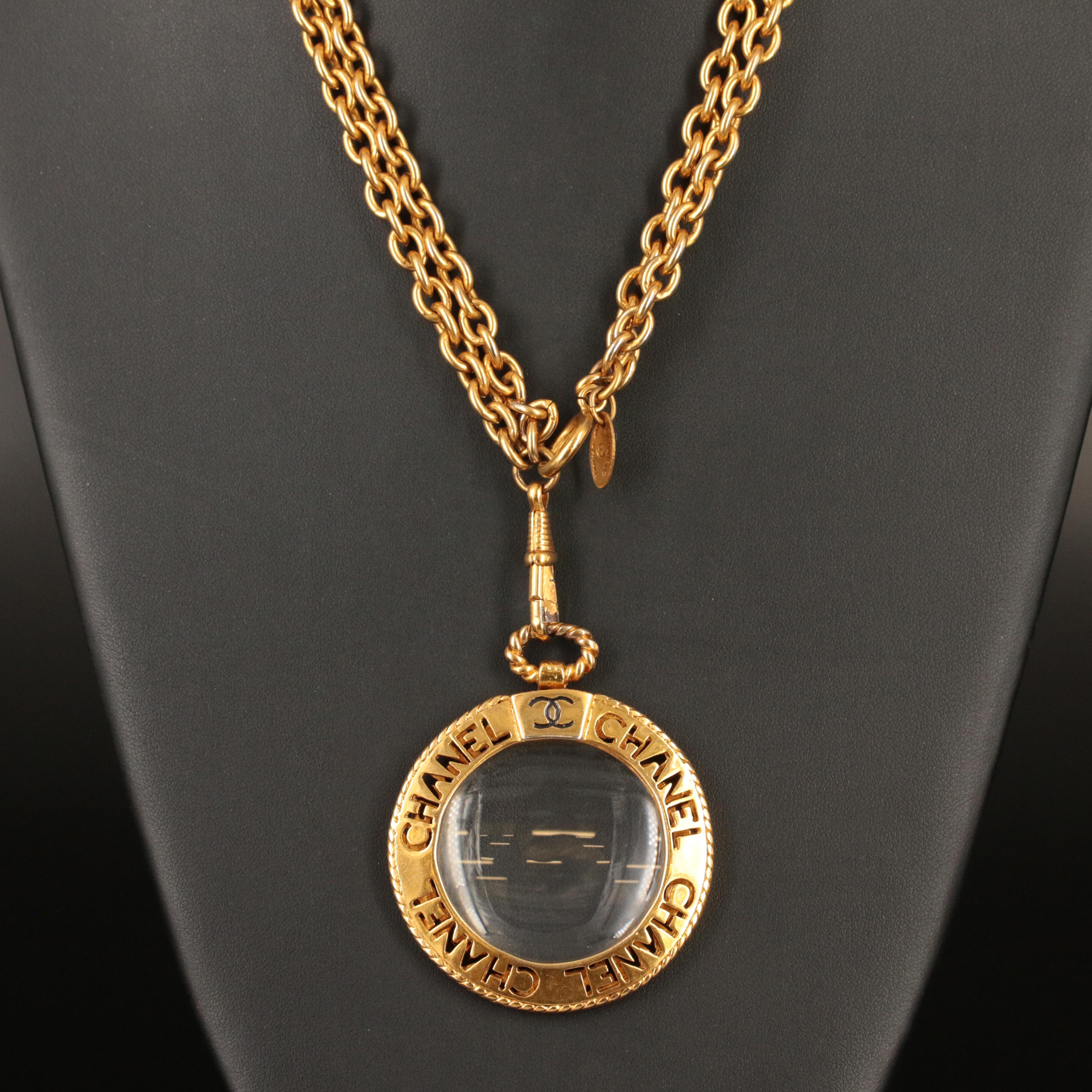 Chanel Logo Double Chain Loupe Necklace EBTH