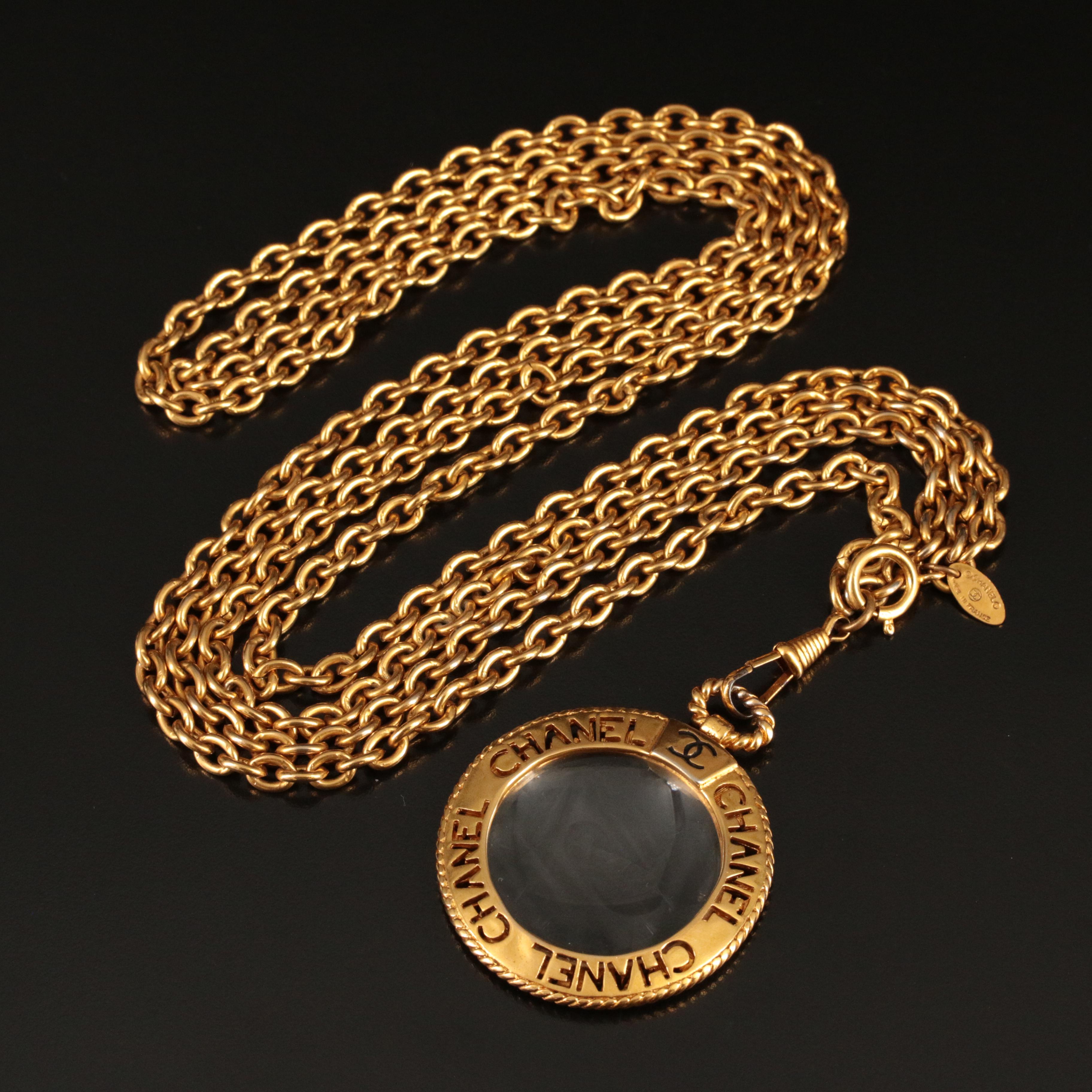 Chanel Logo Double Chain Loupe Necklace EBTH