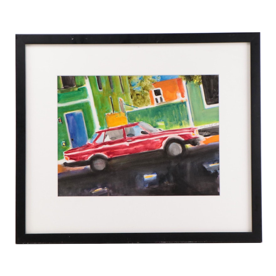 Watercolor Painting of Car, 1985