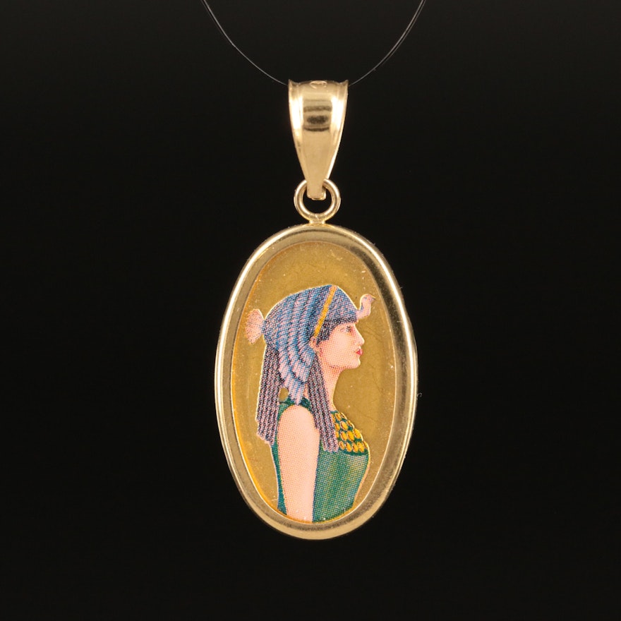 14K and 24K Pamp Suisse Ingot Pendant with Egyptian Woman Profile