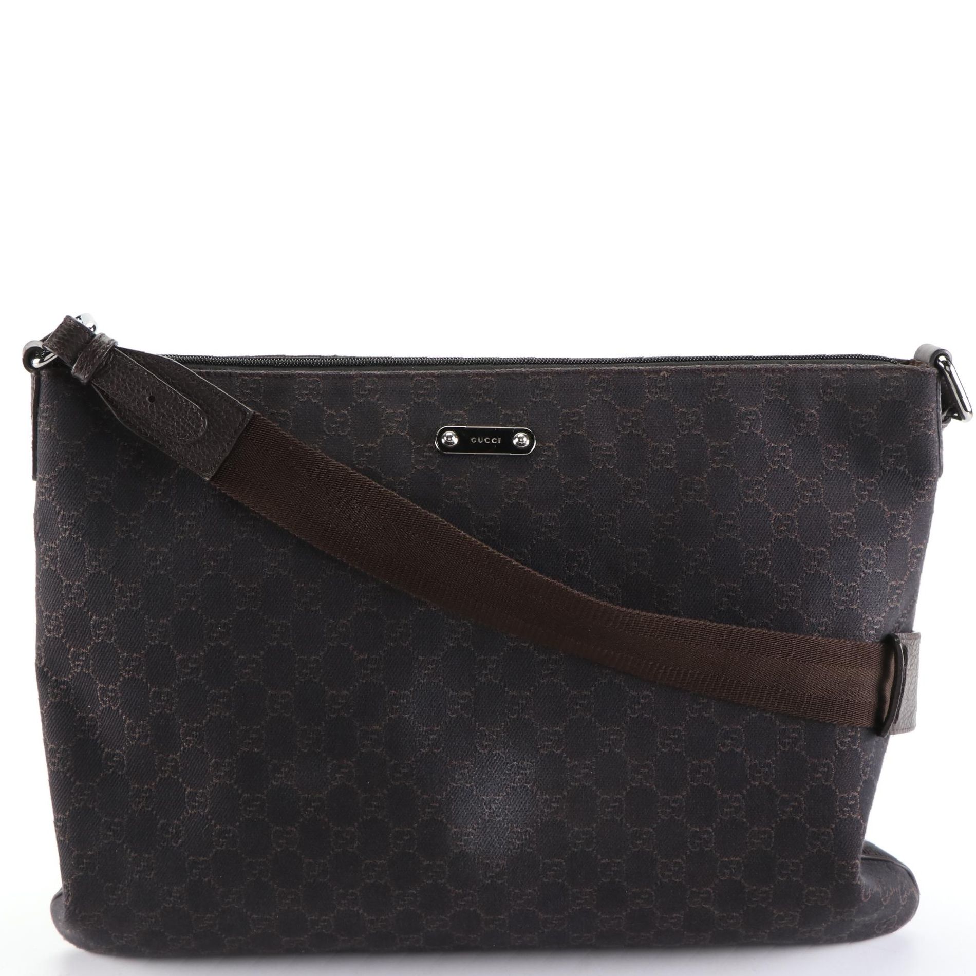 Gucci Messenger Bag in GG Canvas with Leather Trim EBTH