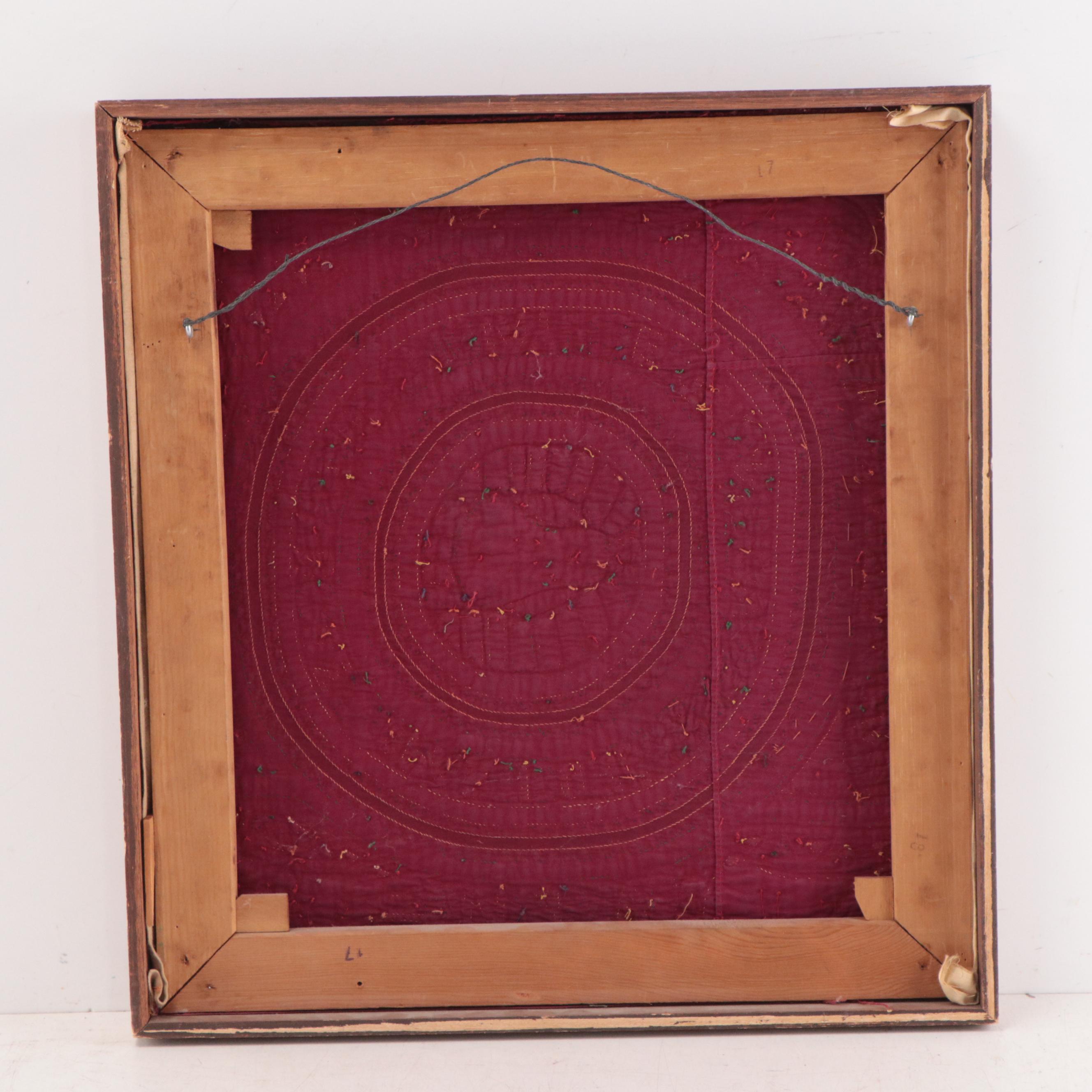 Spanish Appliquéd Quilt with Bell Imagery in Frame EBTH