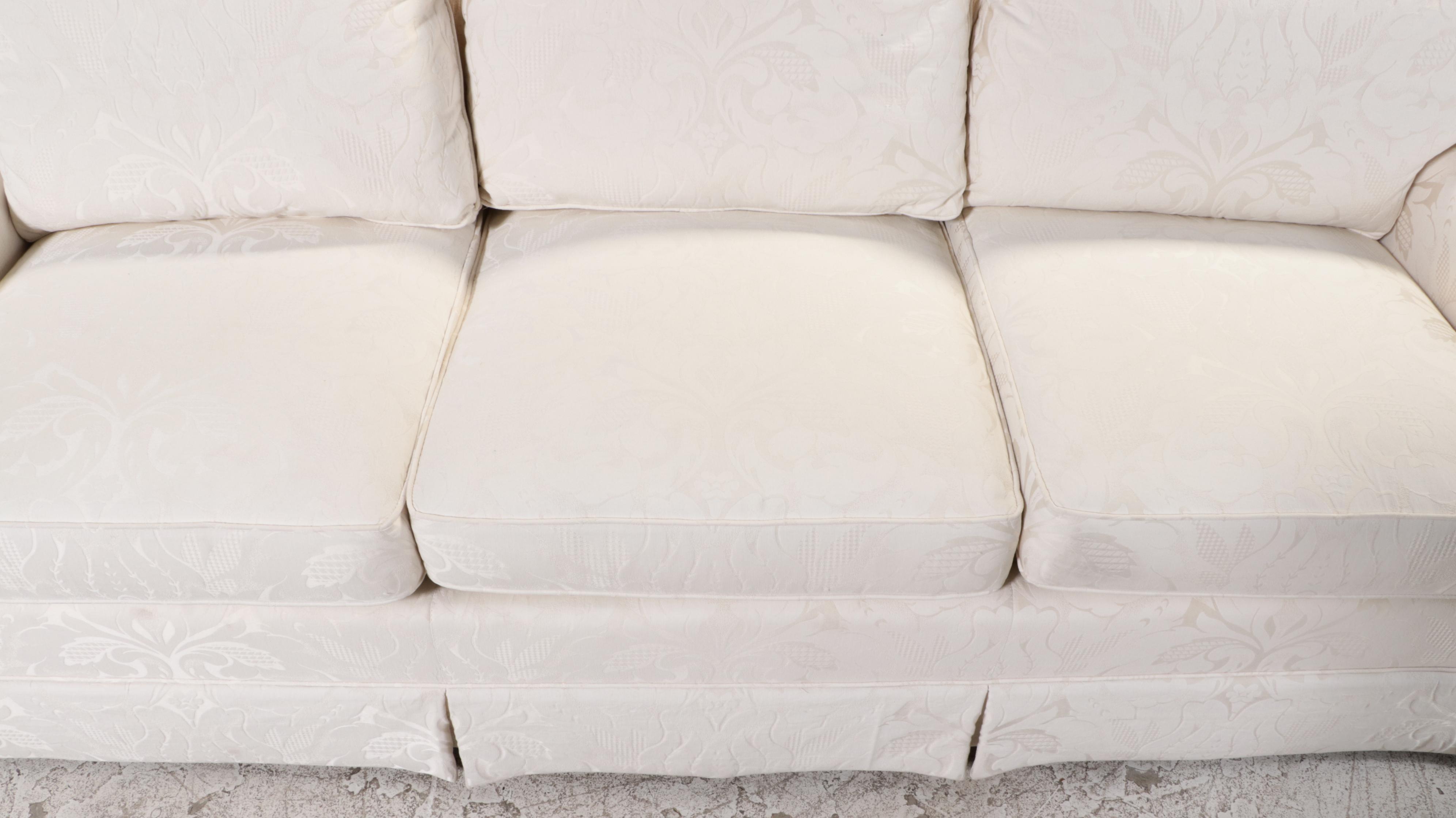 Henredon White Damask Upholstered Down Sofa EBTH