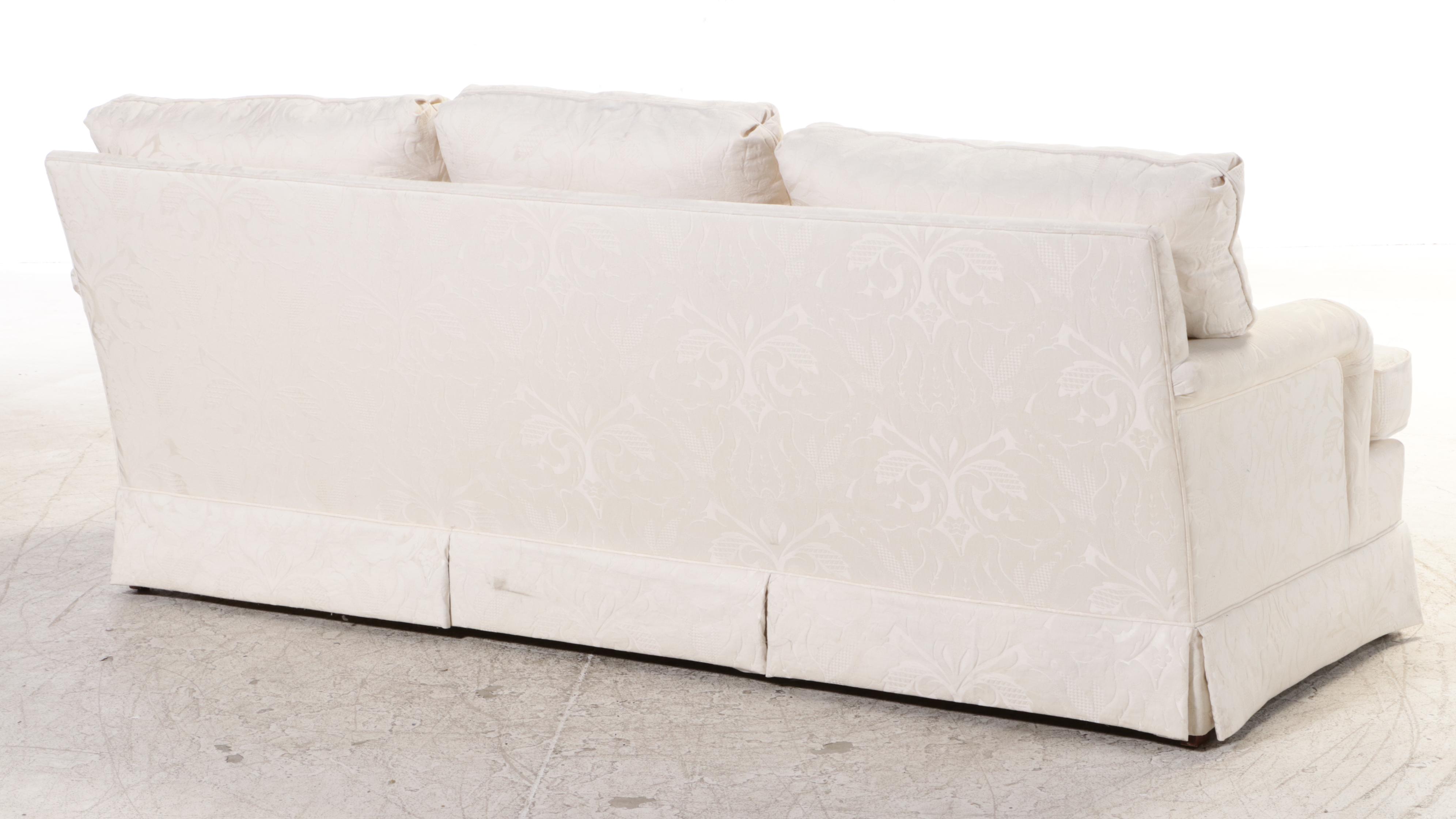Henredon White Damask Upholstered Down Sofa EBTH