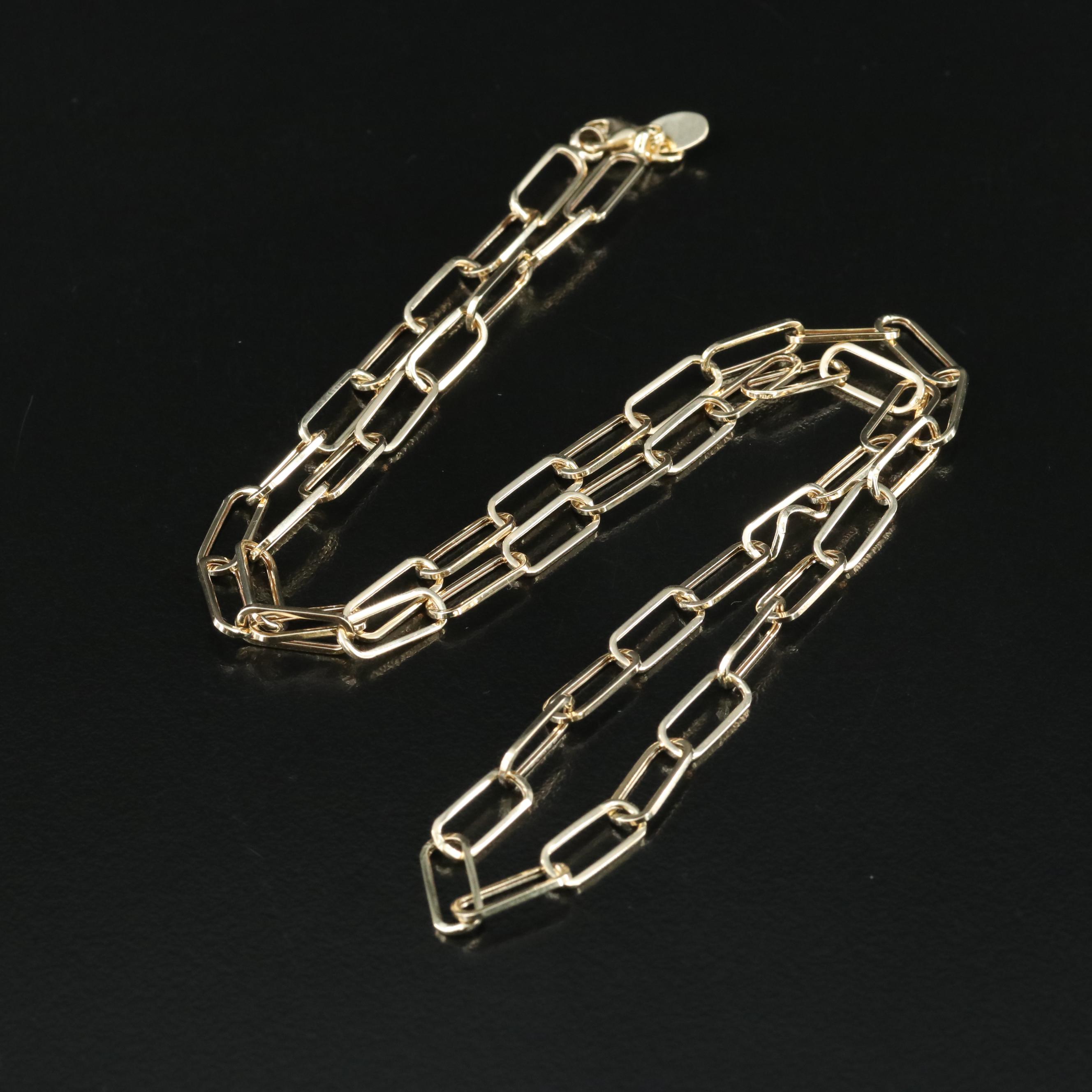 14K Paper Clip Necklace EBTH