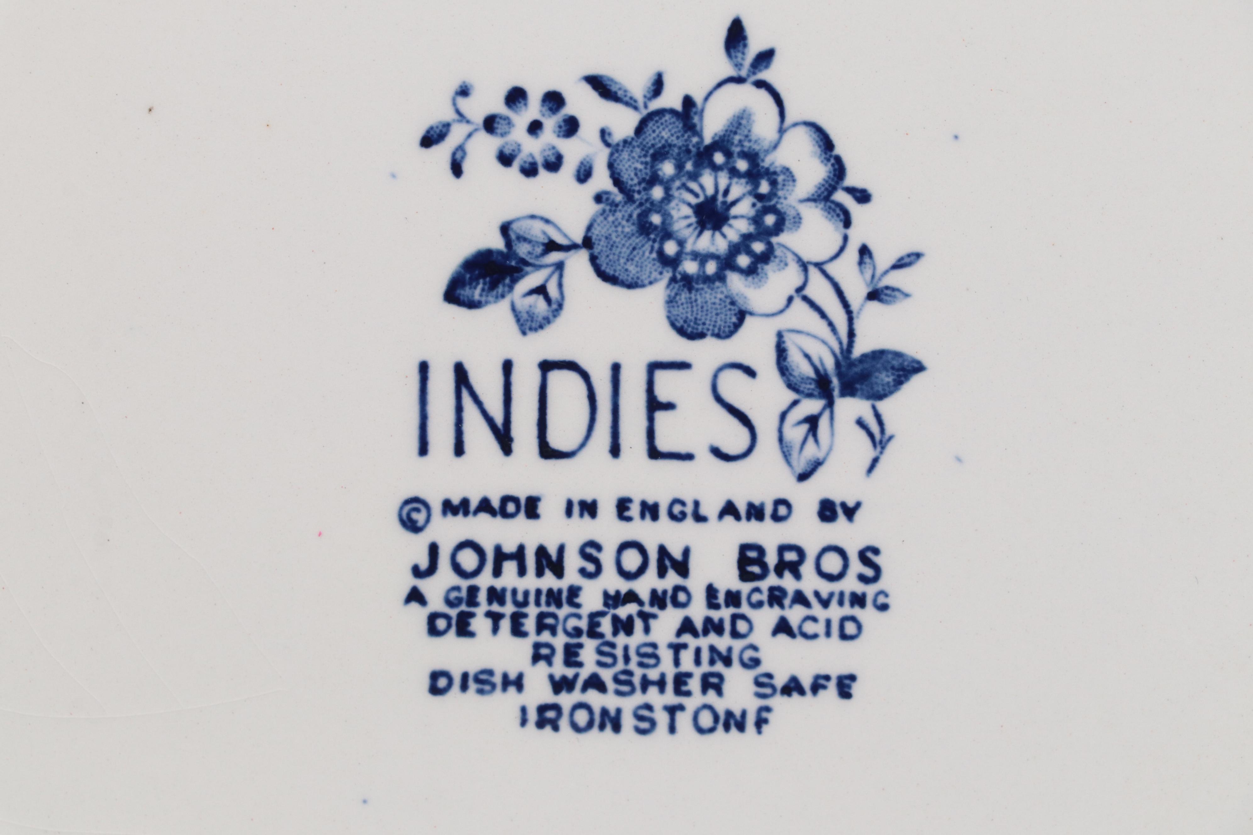 Johnson Bros. "Indies" Ironstone Dinnerware and Serving Pieces, 1974