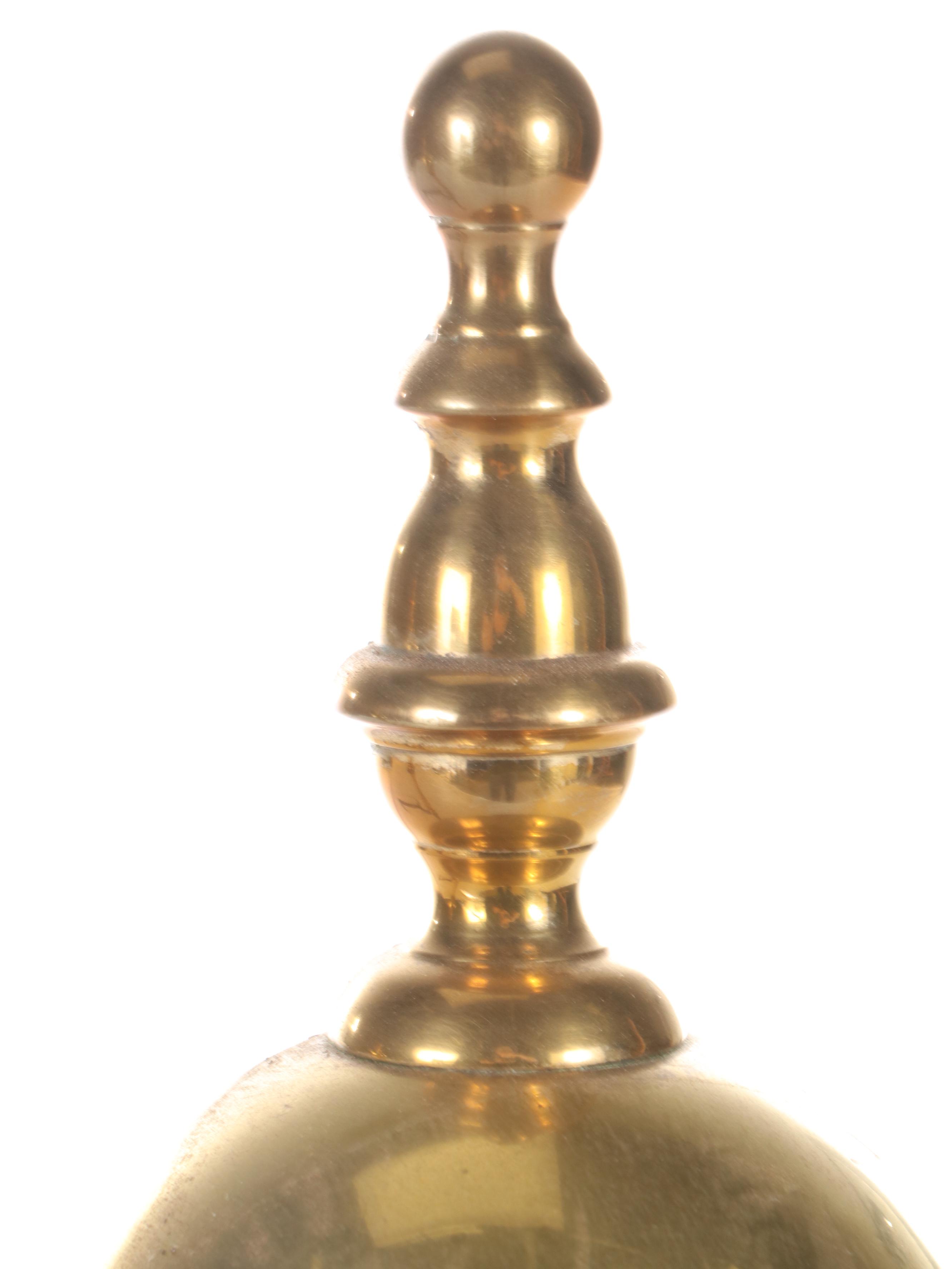 Chippendale Style Brass Ball and Claw Foot Andirons, 20th Century EBTH