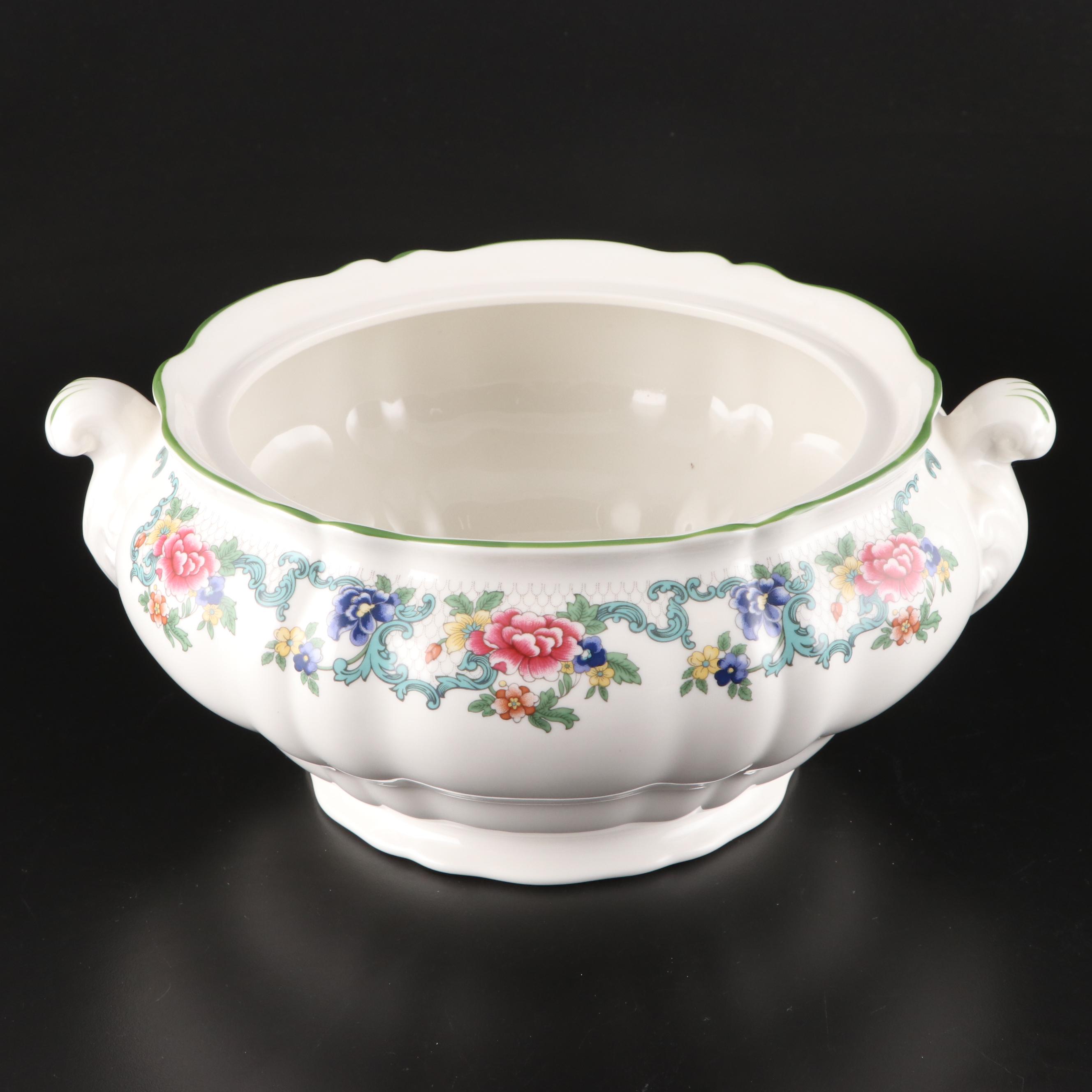 Royal Doulton "Floradora Green" Ceramic Tureen and Lid, Late 20th