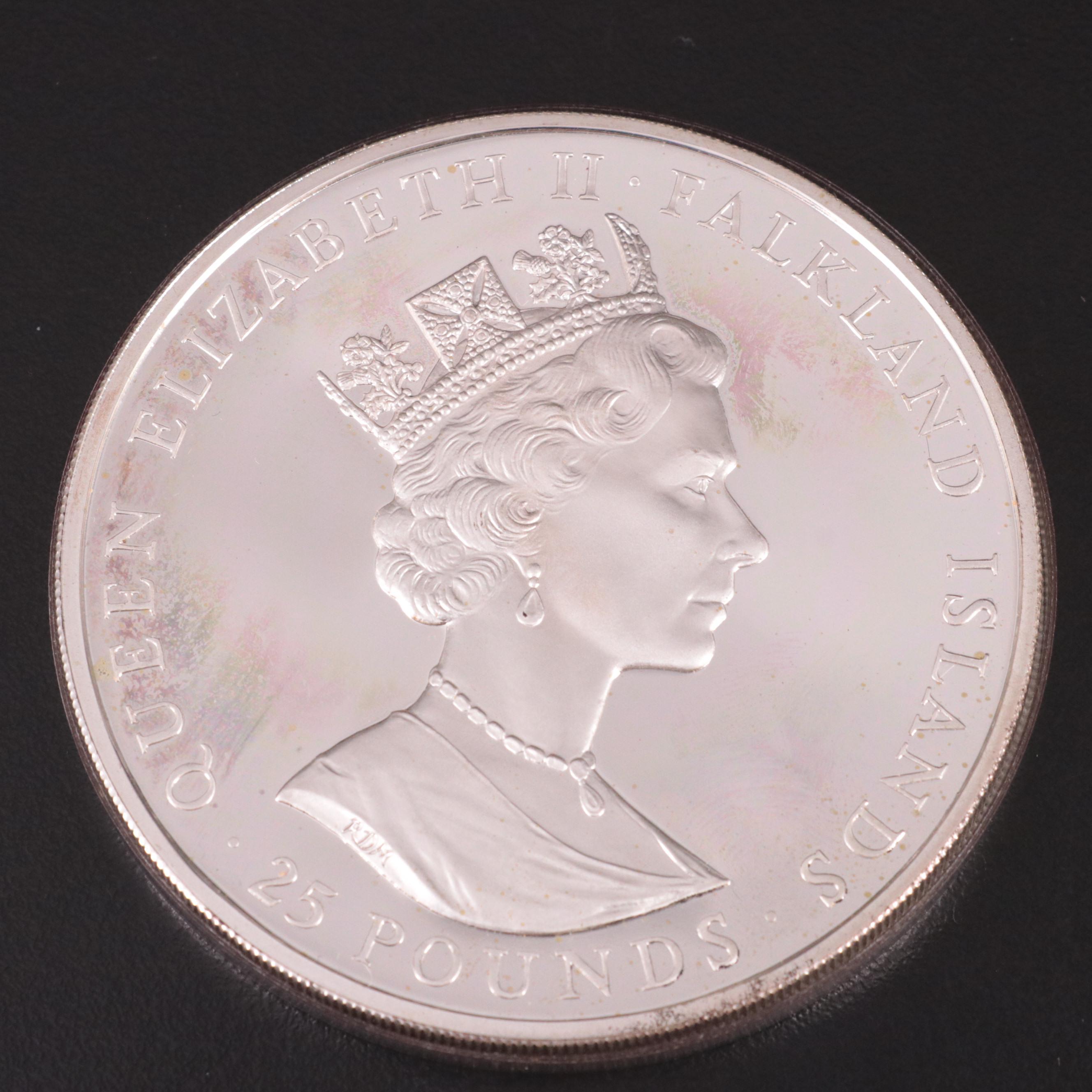 1985 Falkland Islands 25 Pounds Silver Coins EBTH