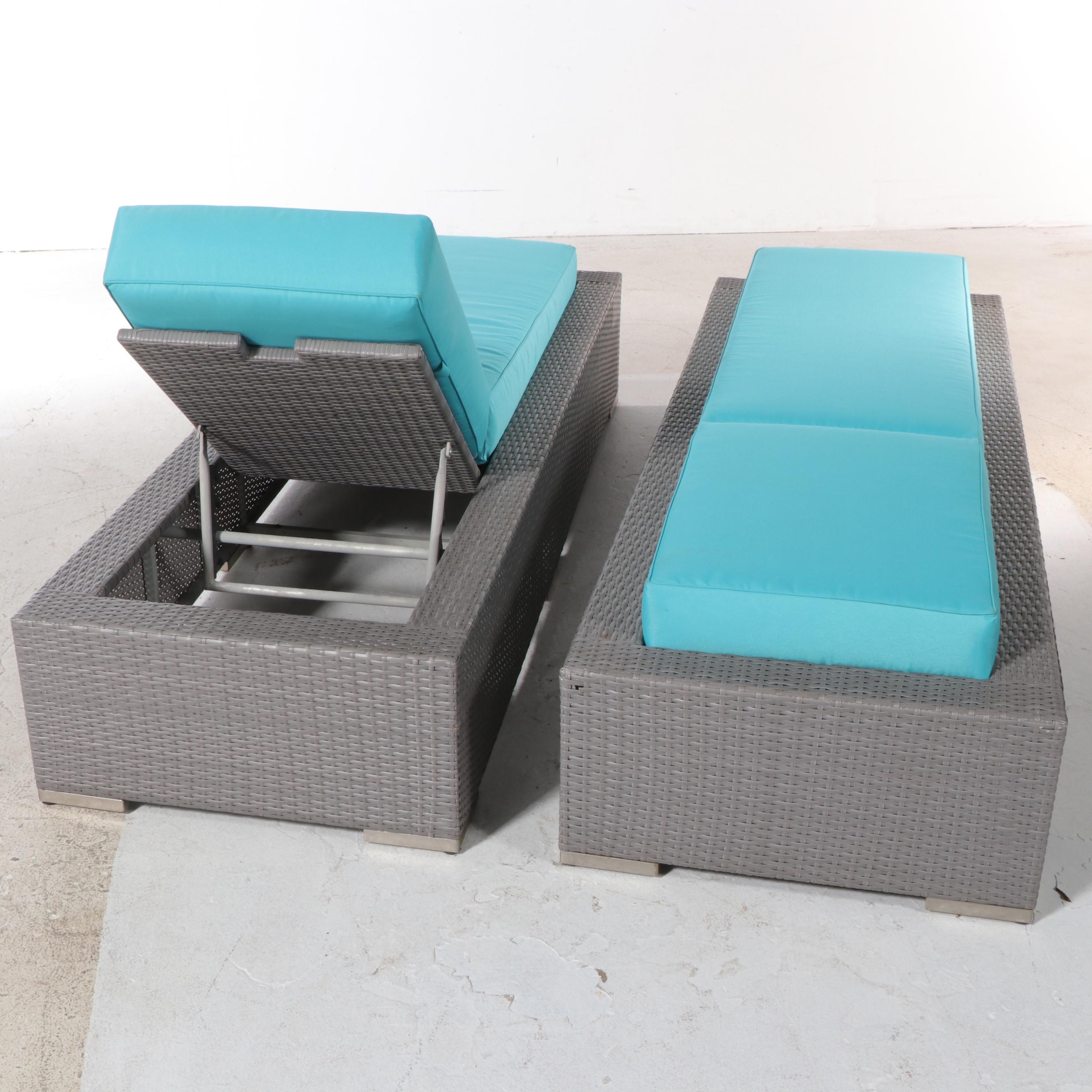 Ohana Depot Outdoor Wicker Patio Furniture with Turquoise and Gray