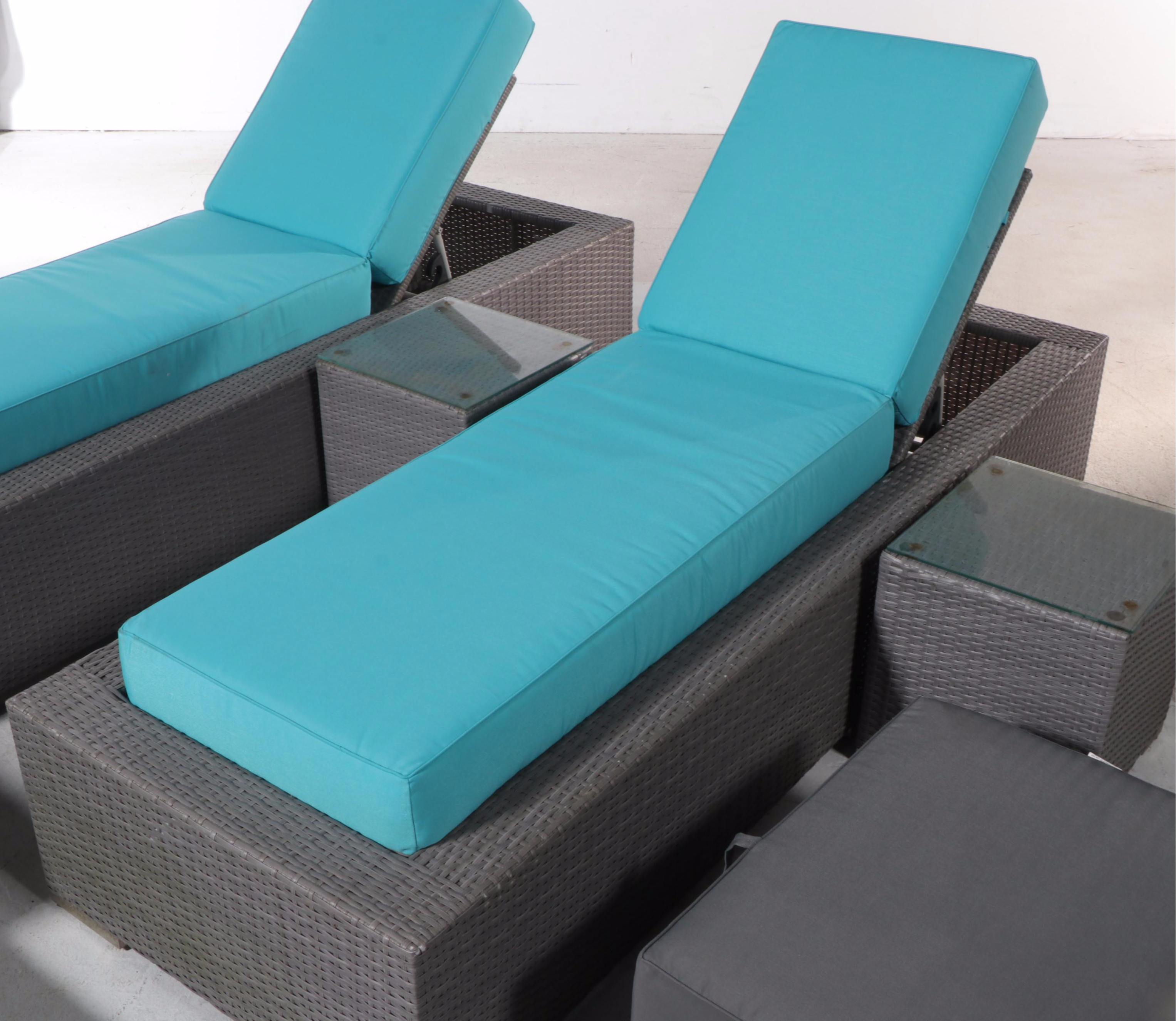 Ohana Depot Outdoor Wicker Patio Furniture with Turquoise and Gray