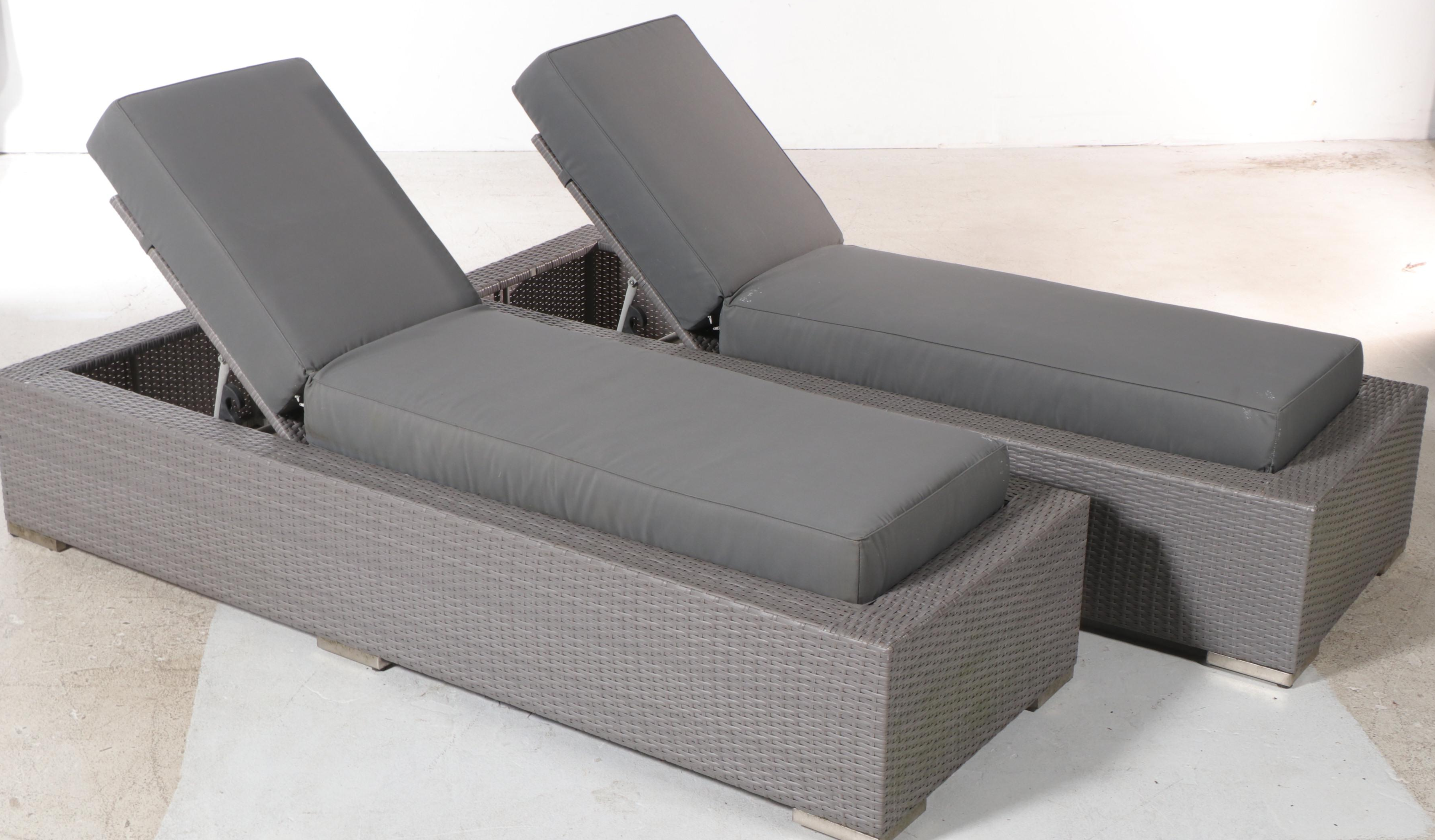 Ohana Depot Outdoor Wicker Patio Furniture with Turquoise and Gray Cushion Set EBTH