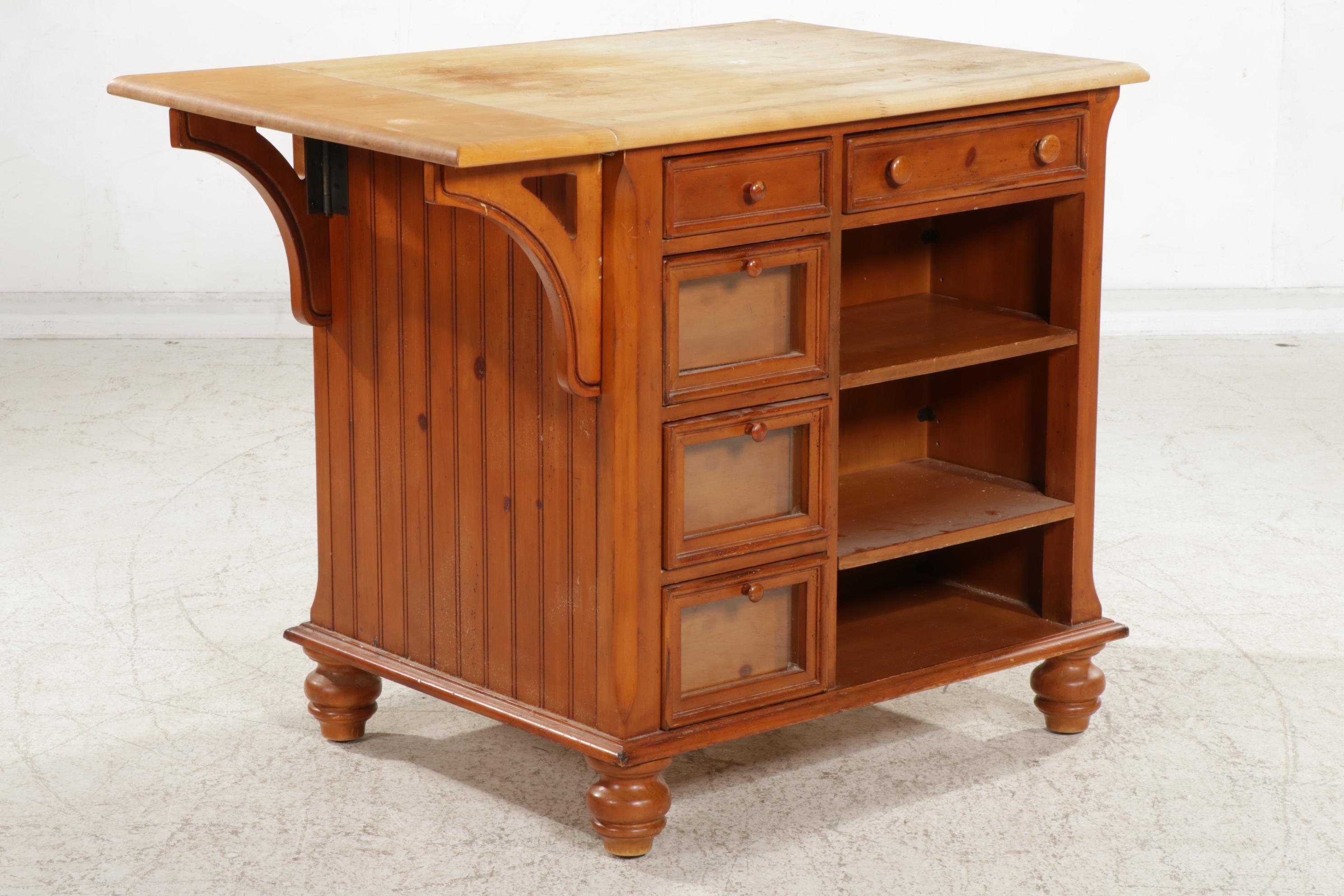 Maple Kitchen Island with Pine Butcher Block Top EBTH