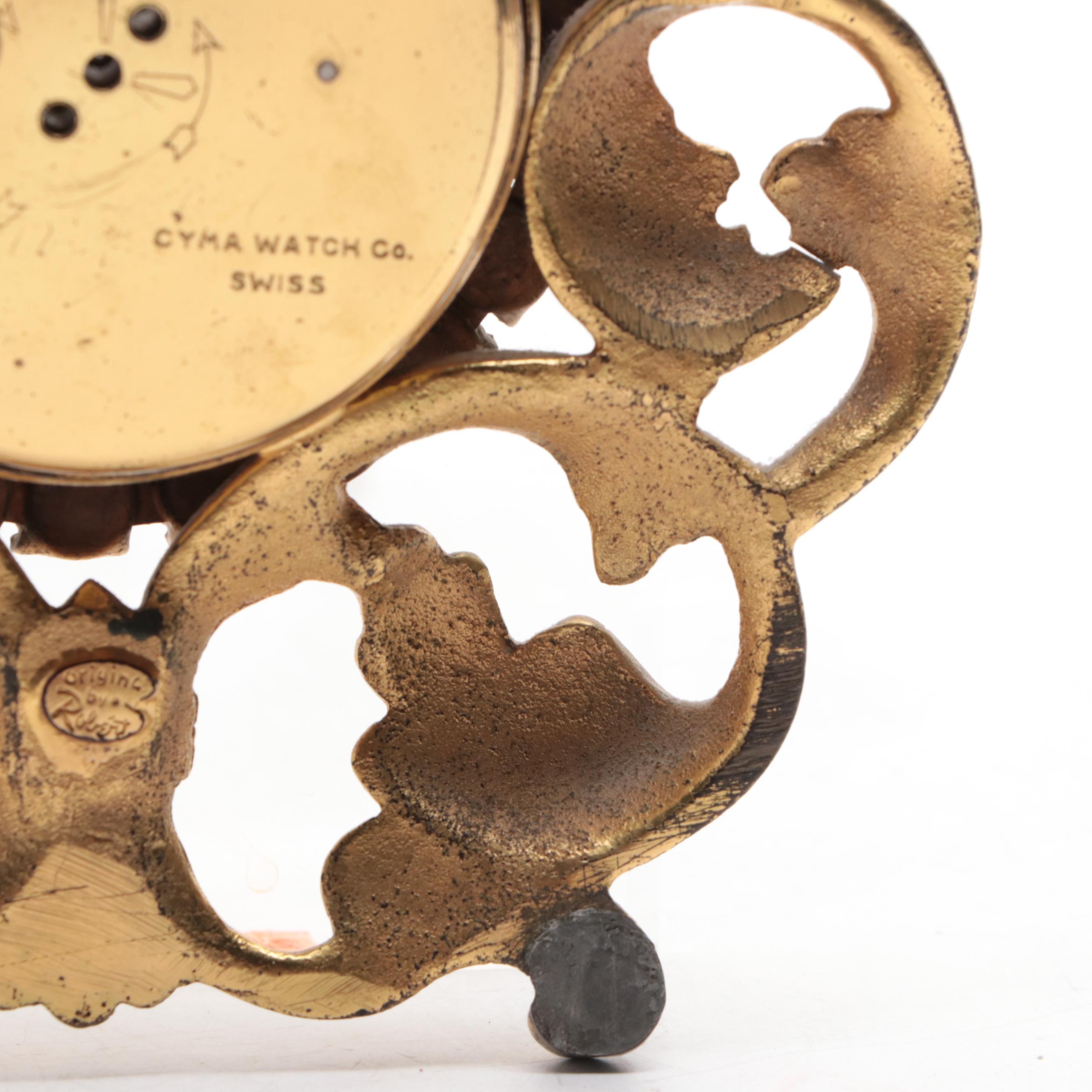 Cyma Neoclassical Style Gilt and Embellished Desk Clock EBTH