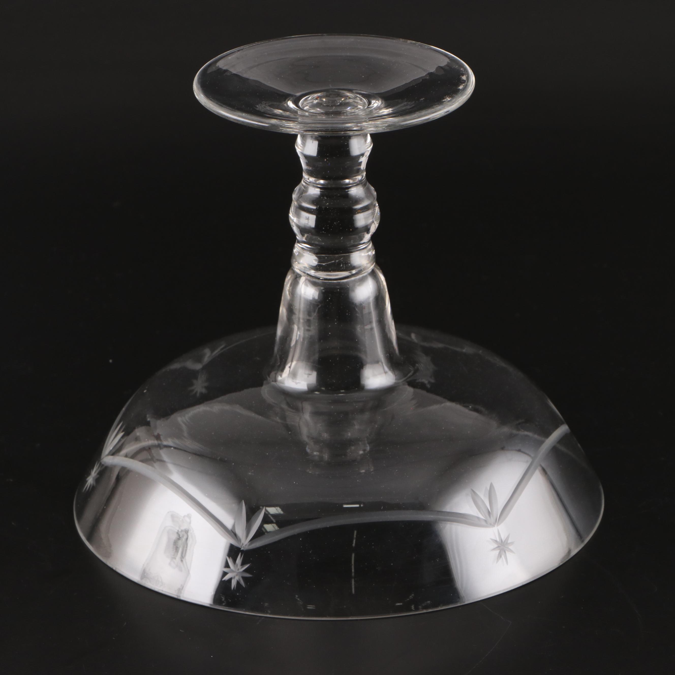Swag Etched Glass Cake Stand Pedestal and More Tableware EBTH