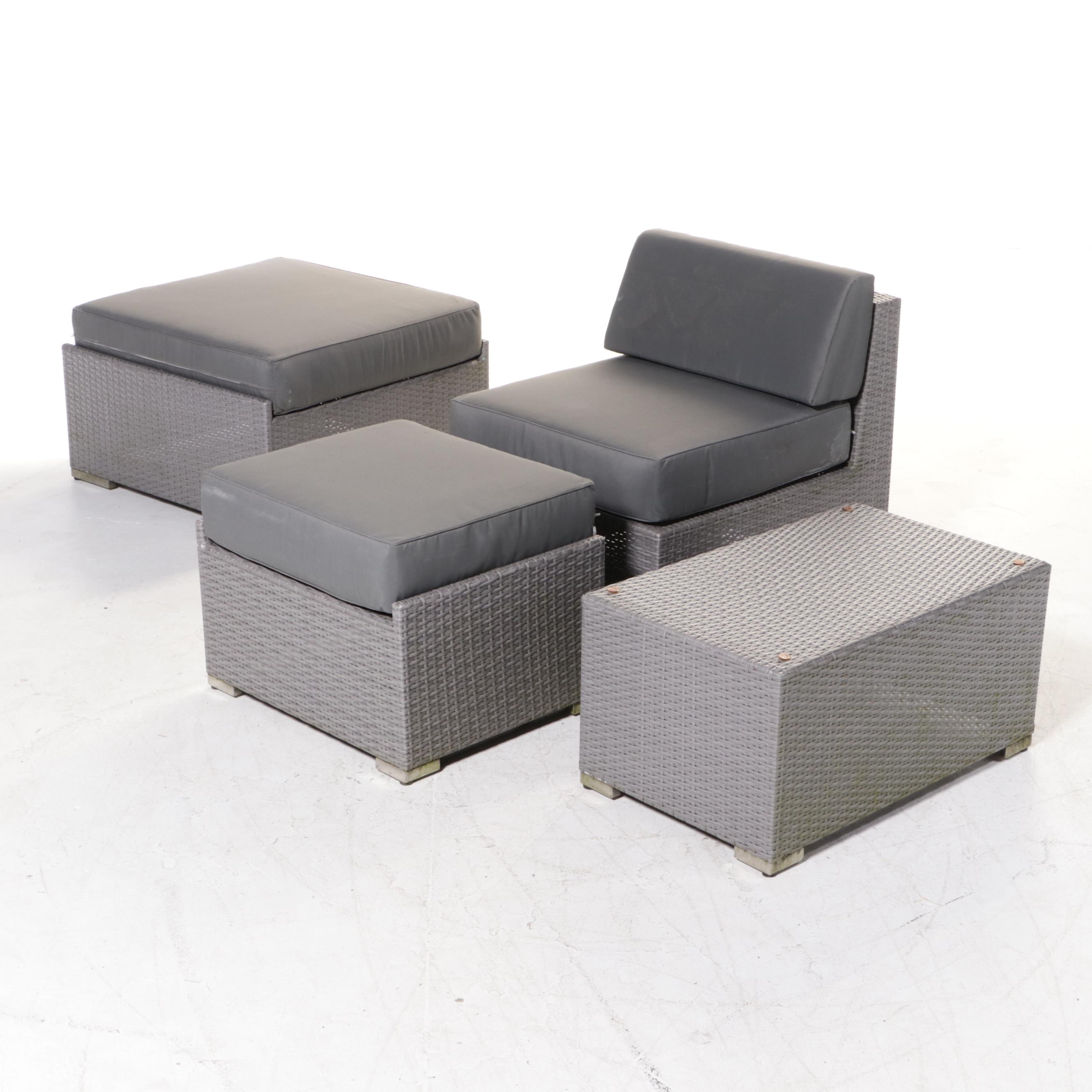 Ohana Depot Outdoor Wicker Patio Furniture With Turquoise and Grey