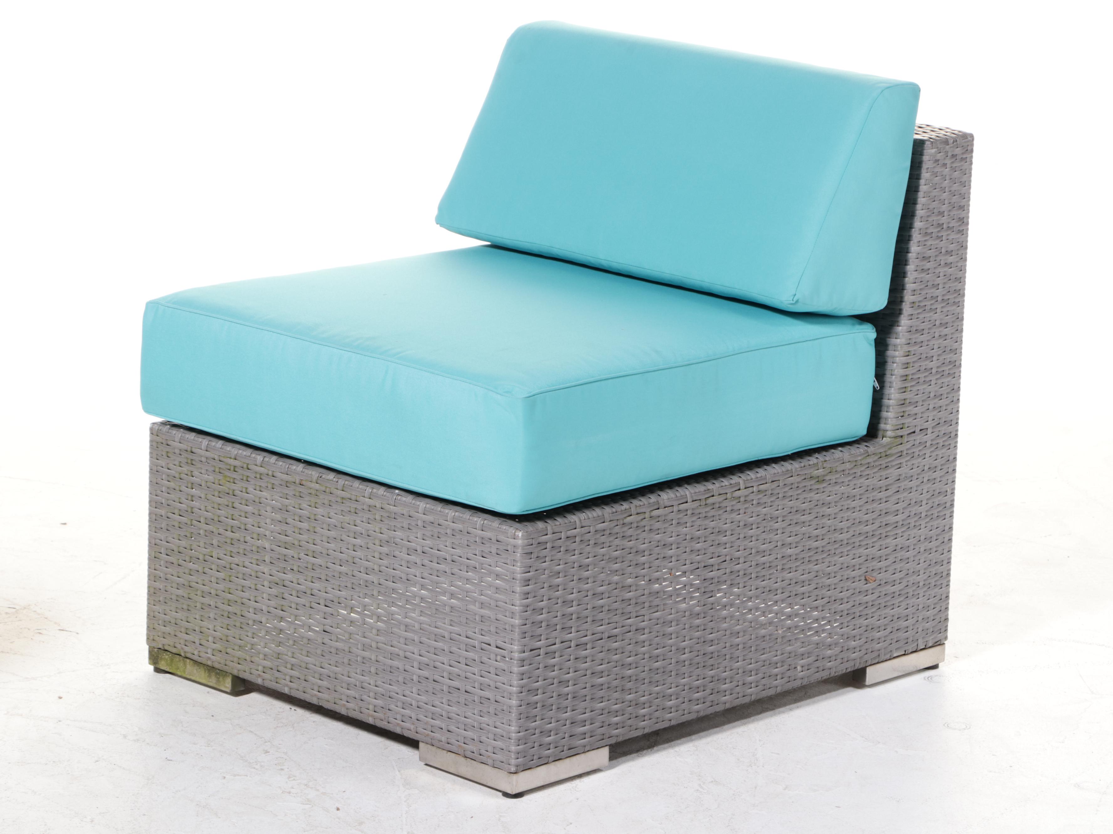Ohana Depot Outdoor Wicker Patio Furniture With Turquoise and Grey