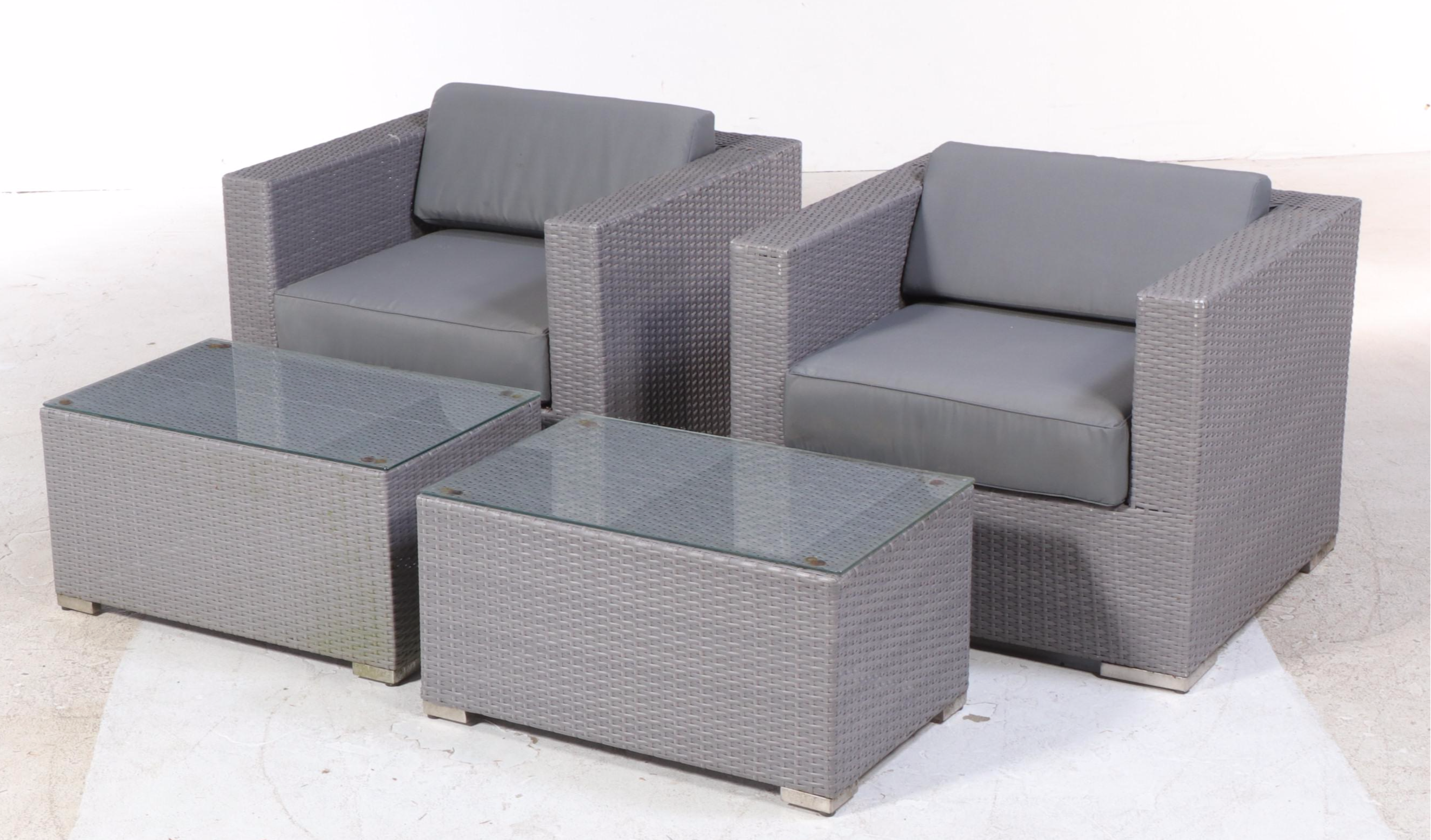 Two Ohana Depot Patio Chairs and Coffee Tables EBTH