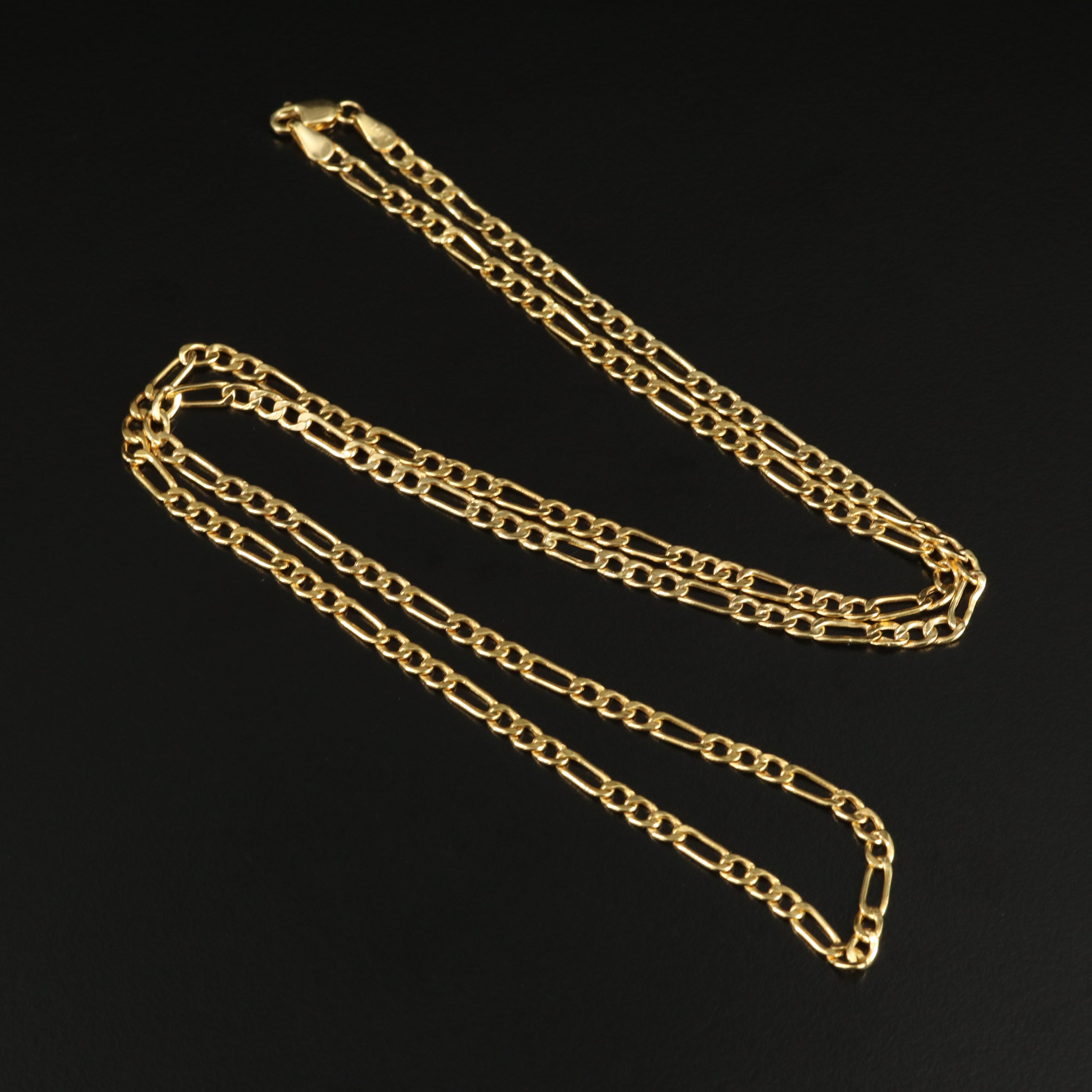 Italian 14K Figaro Chain Necklace EBTH