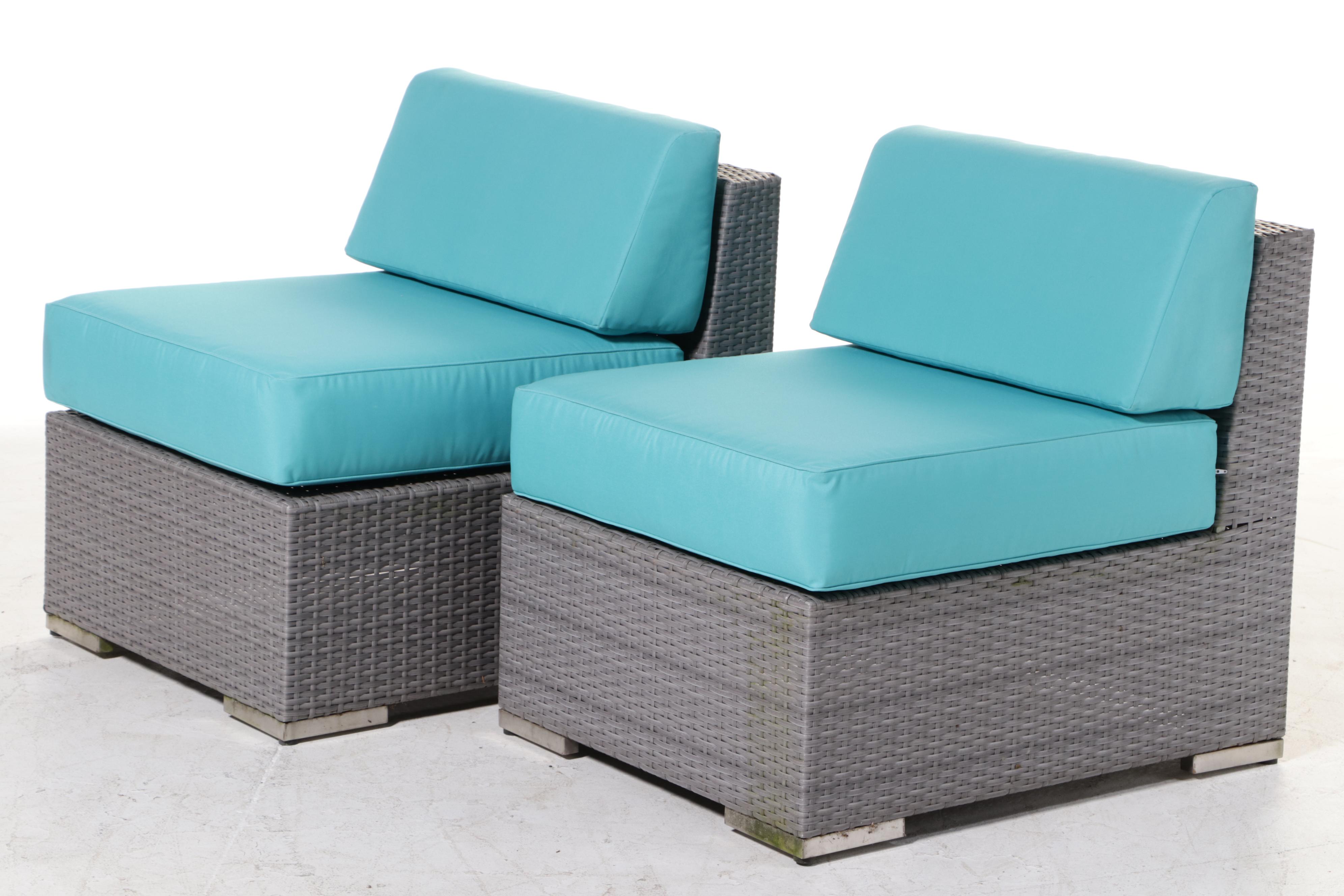 Ohana Depot Outdoor Wicker Patio Furniture With Turquoise and Grey
