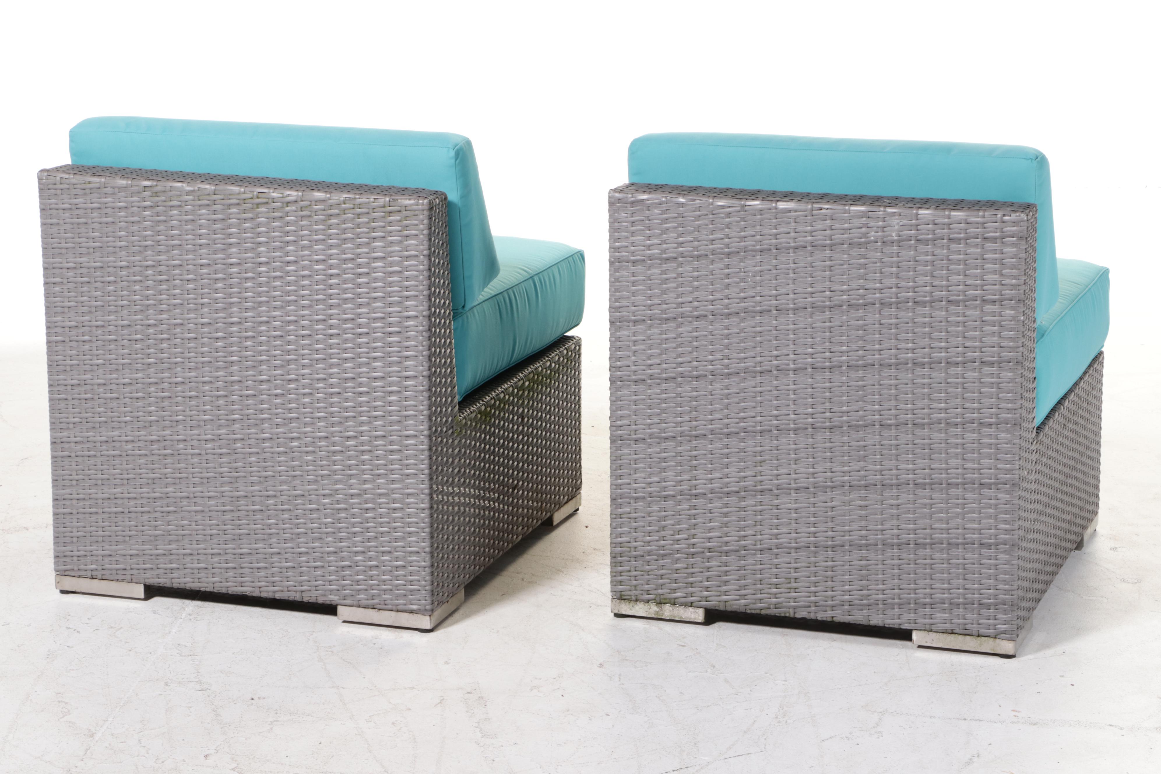 Ohana Depot Outdoor Wicker Patio Furniture With Turquoise and Grey