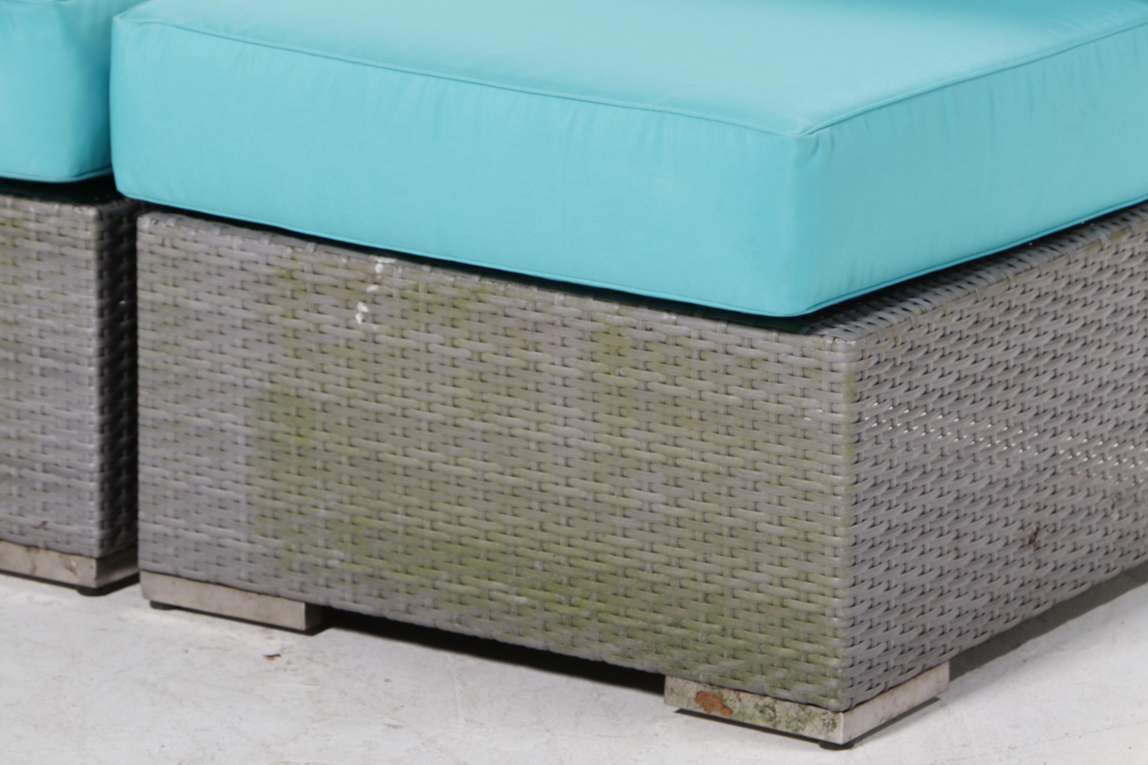 Ohana Depot Outdoor Wicker Patio Furniture with Turquoise and Gray