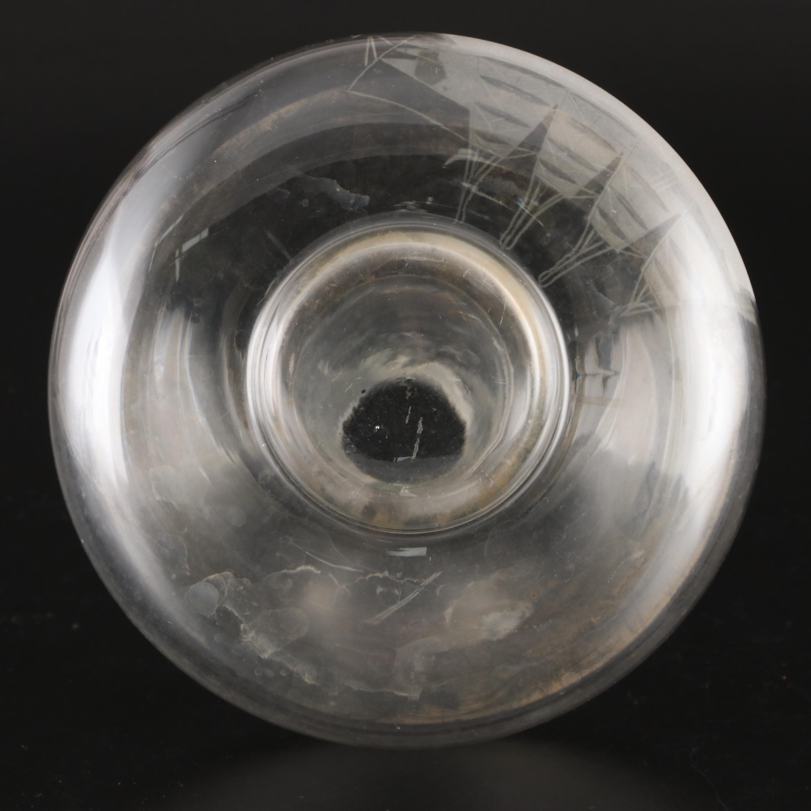 Foliate Pattern Glass Water Goblets with Decanter and Carafe EBTH