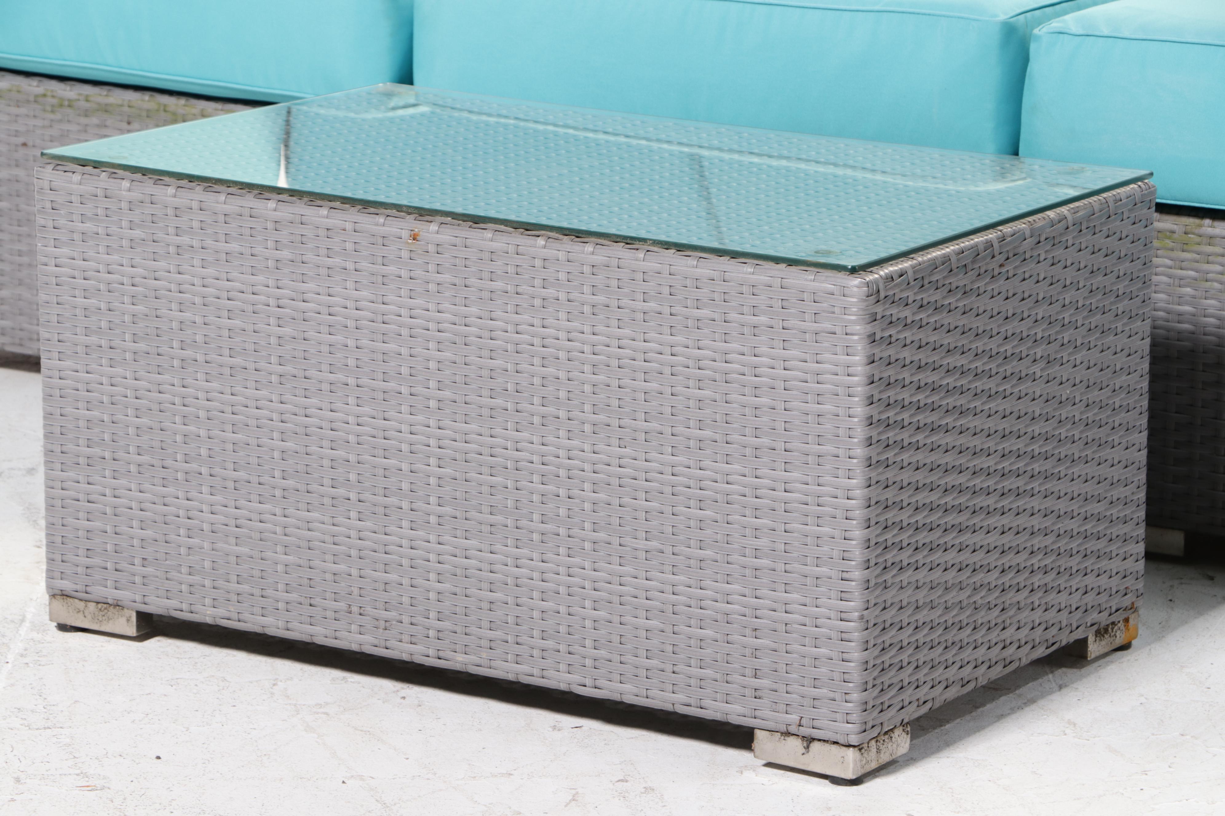 Ohana Depot Outdoor Wicker Patio Furniture with Turquoise and Gray
