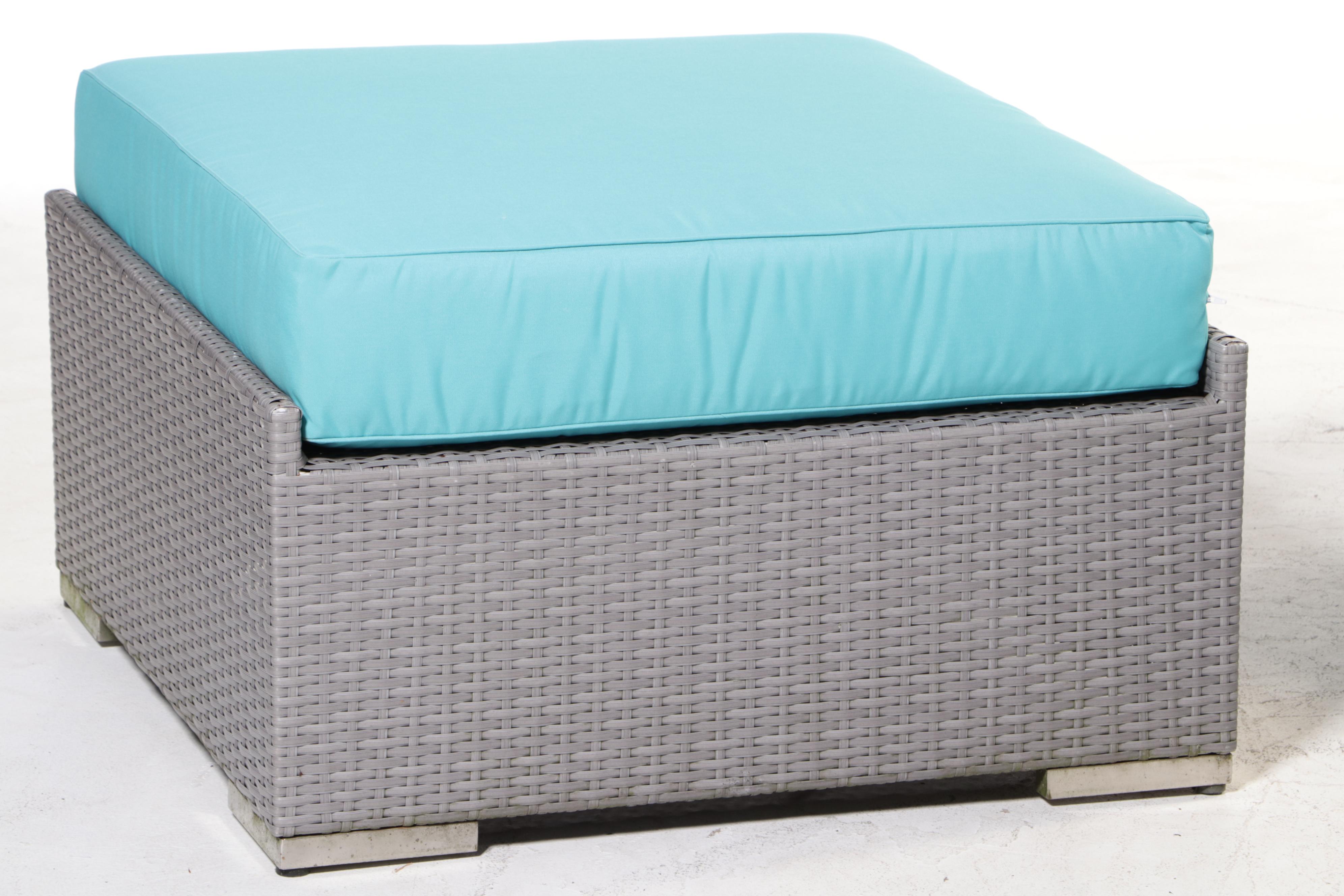 Ohana Depot Outdoor Wicker Patio Furniture with Turquoise and Gray Cushion Set EBTH