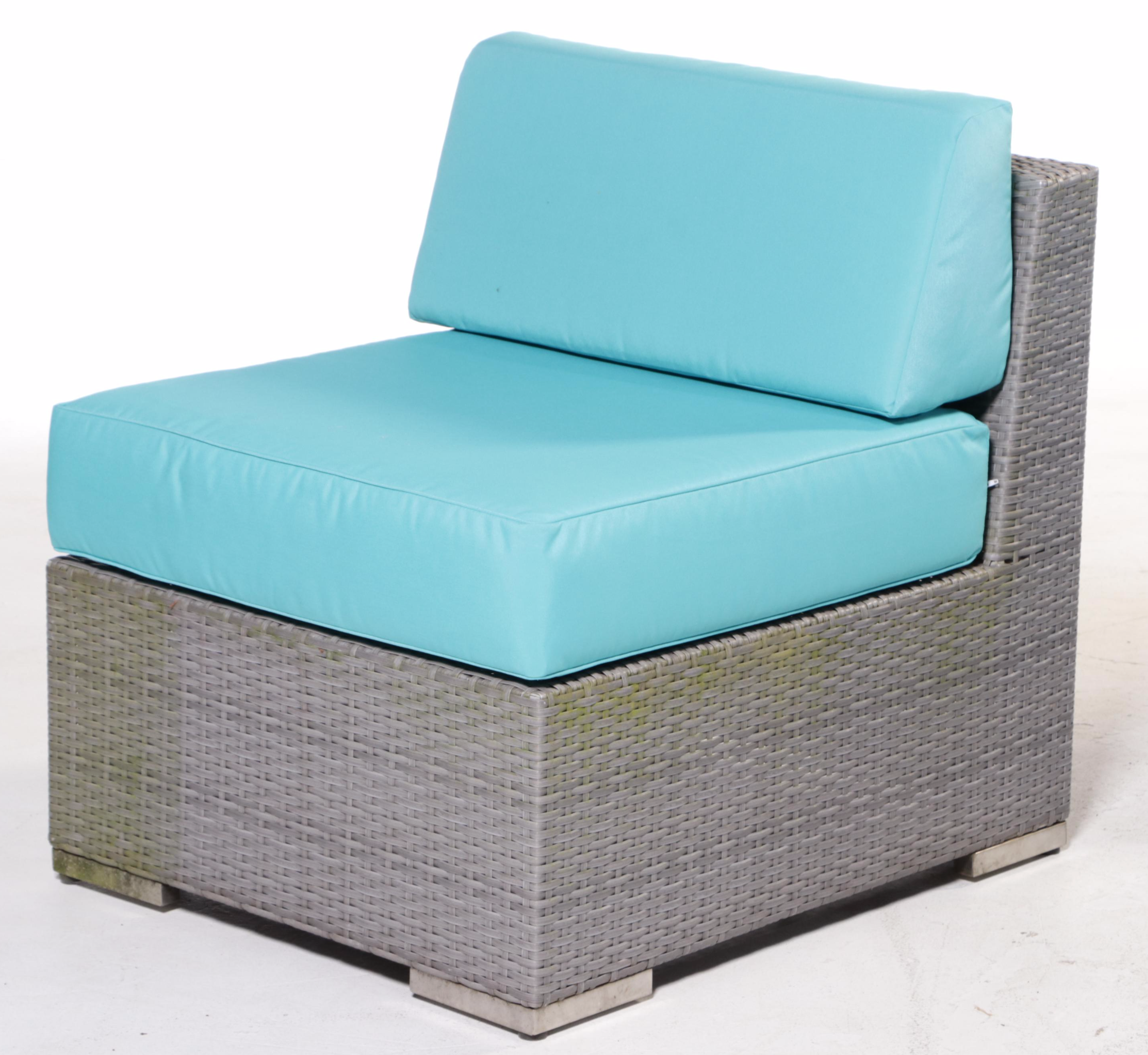 Ohana Depot Outdoor Wicker Patio Furniture with Turquoise and Gray