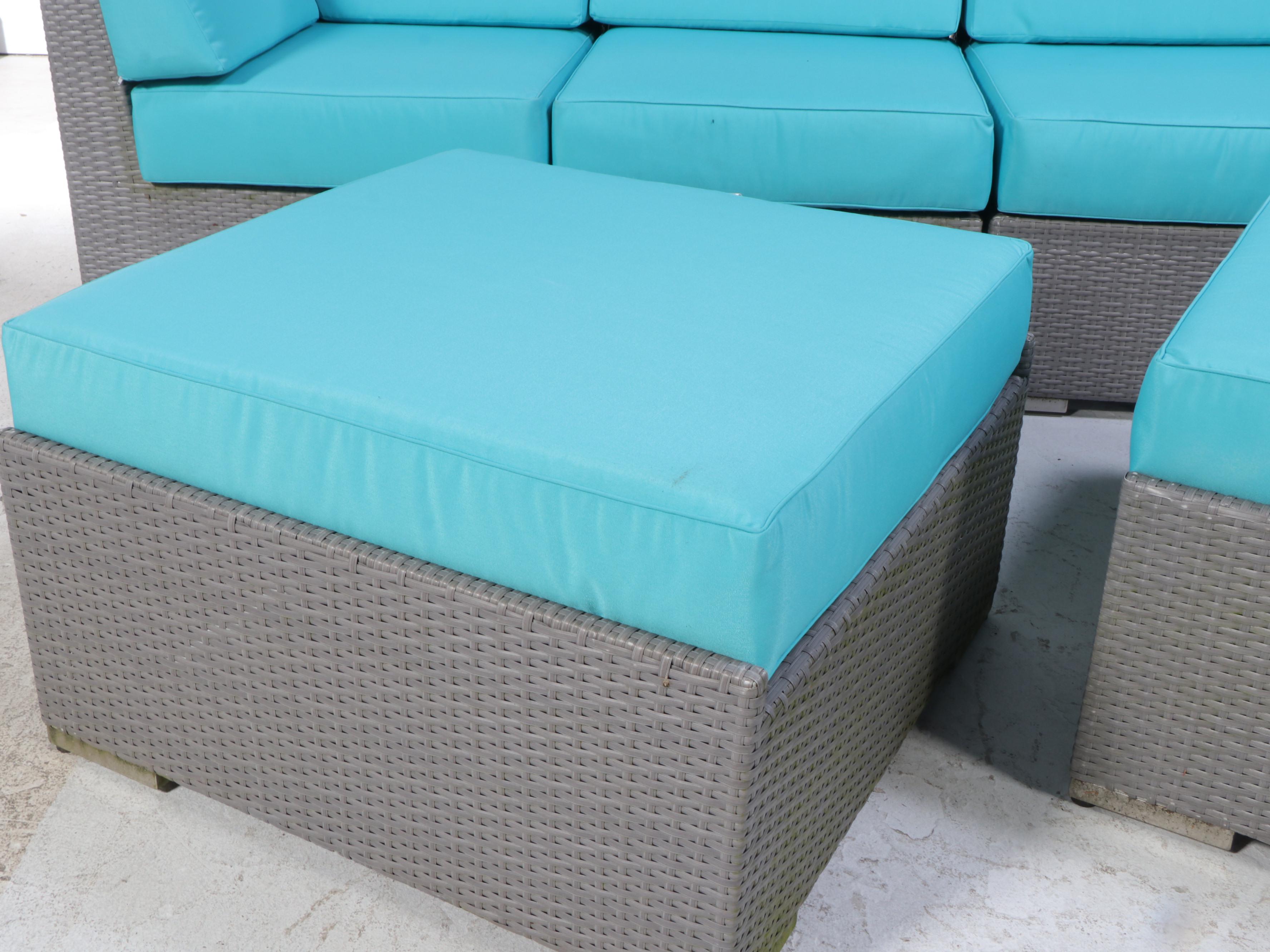 Ohana Depot Outdoor Wicker Patio Furniture With Turquoise and Grey