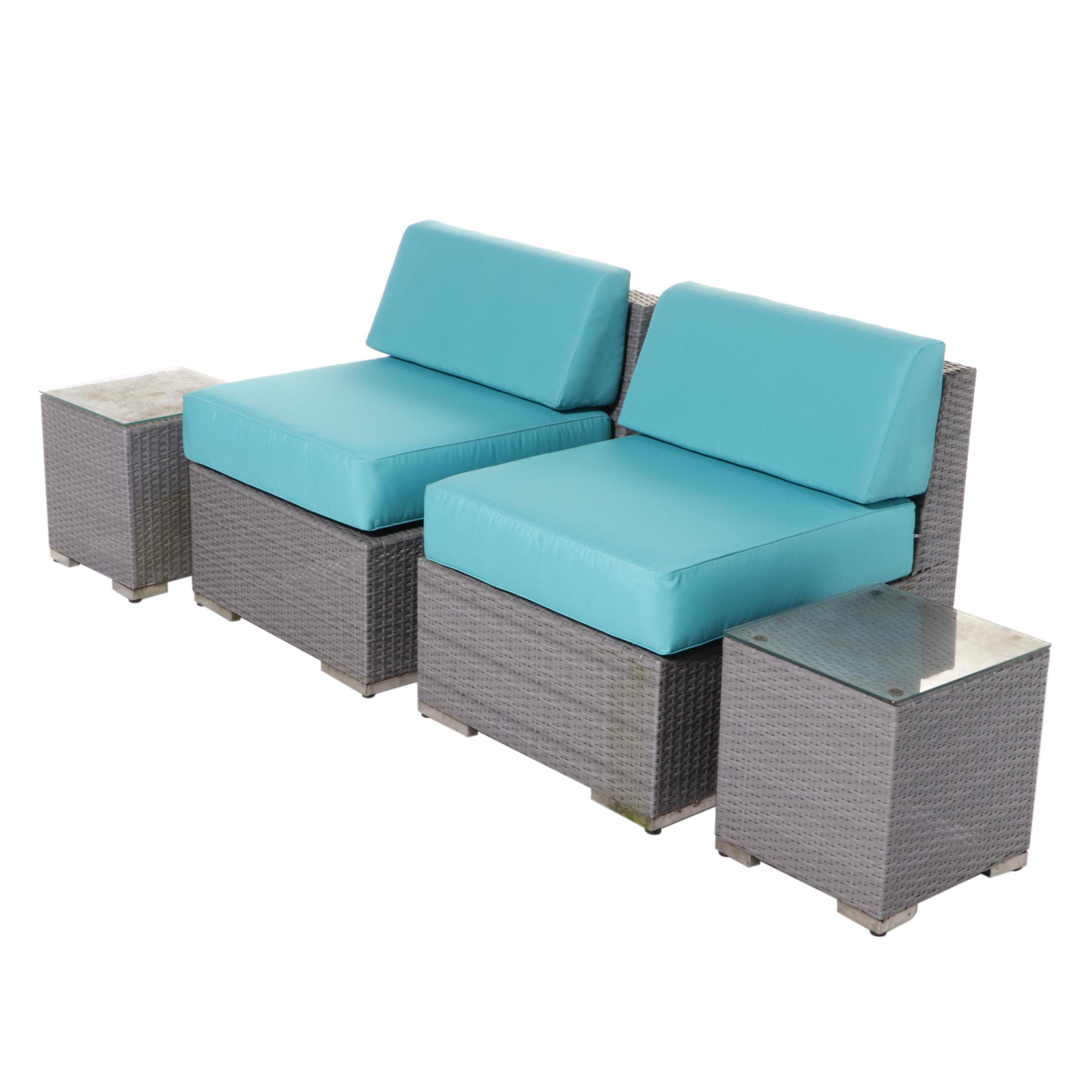 Ohana Depot Outdoor Wicker Patio Furniture With Turquoise and Grey