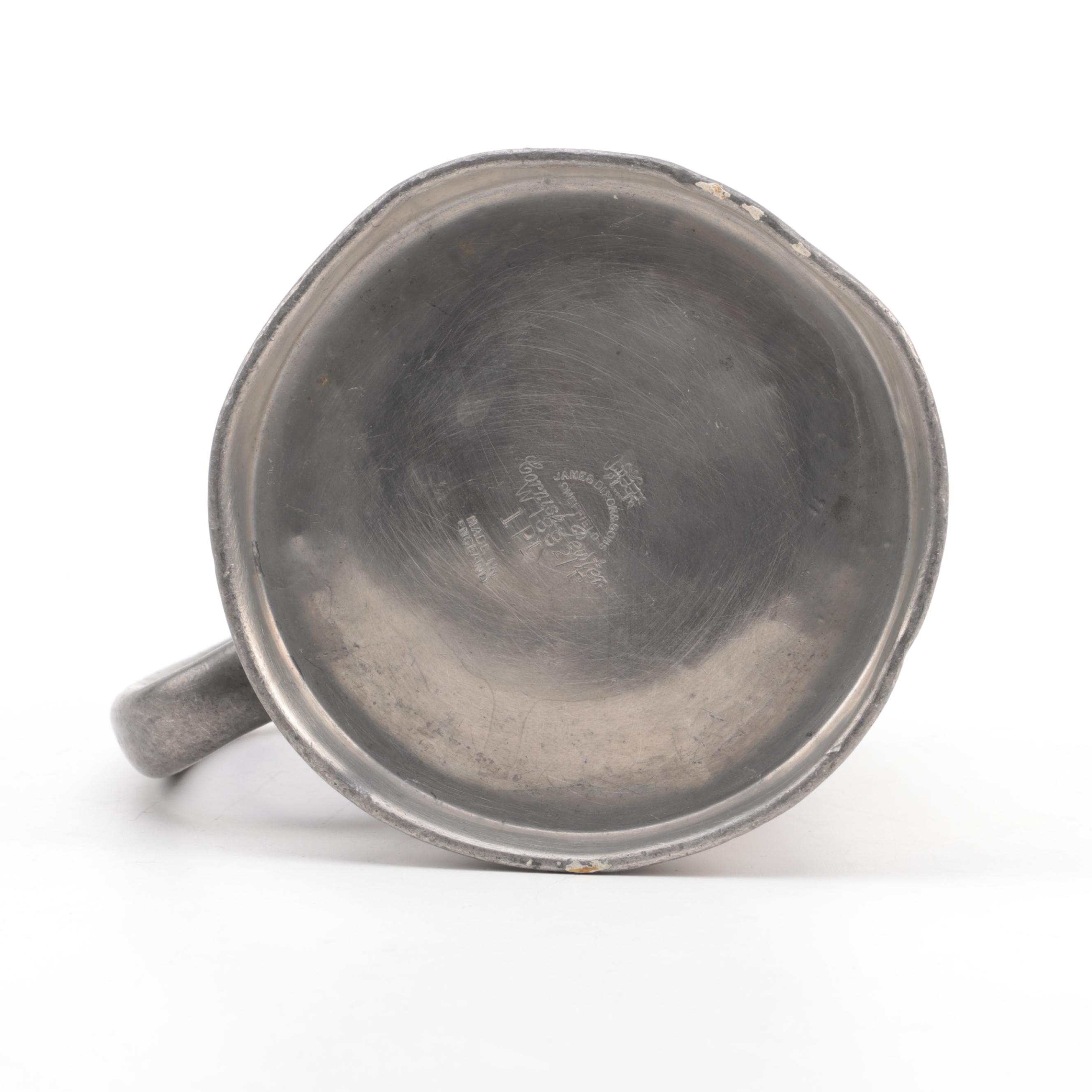 Stieff Pewter Creamer with Woodbury Pewterers Teapot and Other Pewter