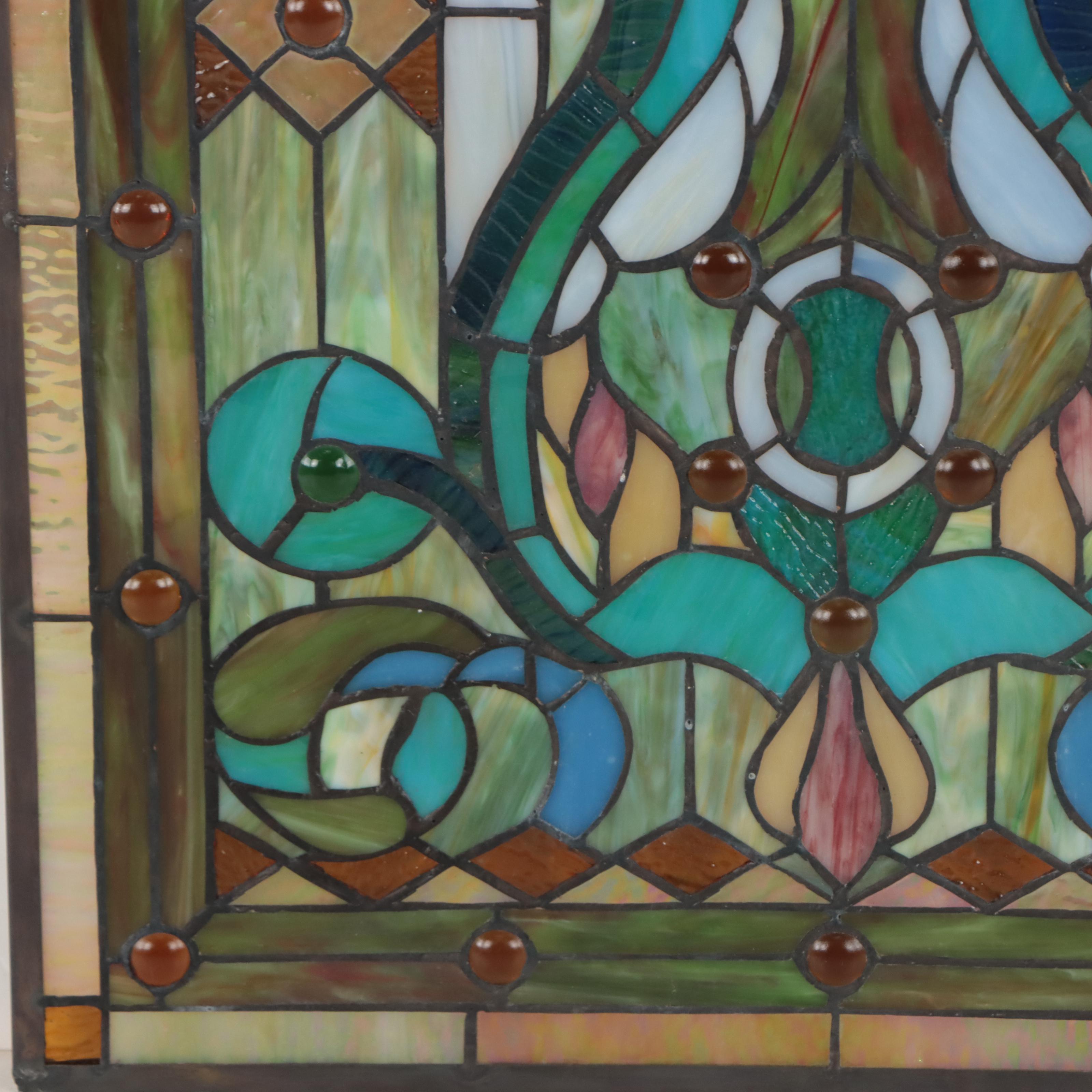 Contemporary Stained Glass Hanging Panel EBTH
