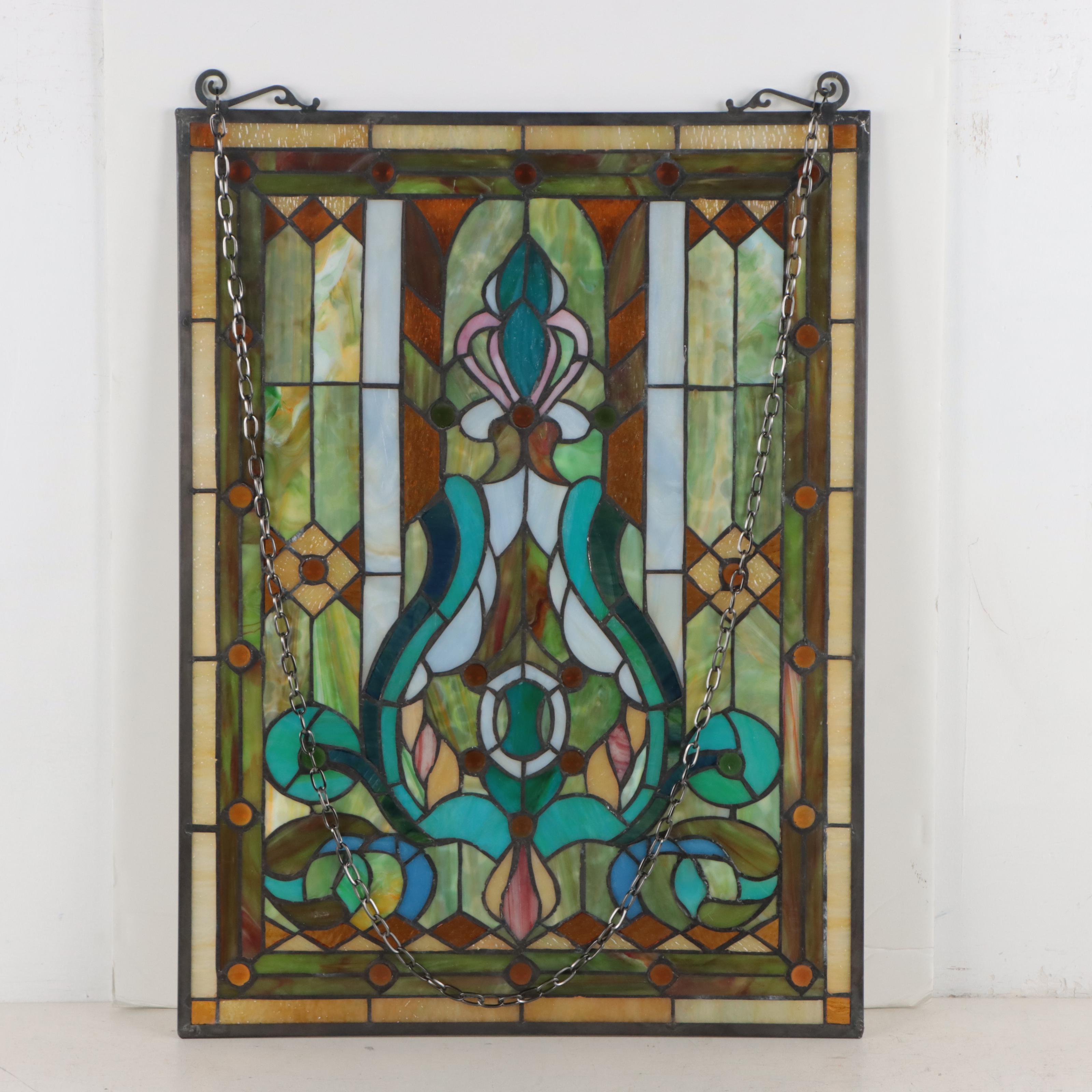 Contemporary Stained Glass Hanging Panel EBTH