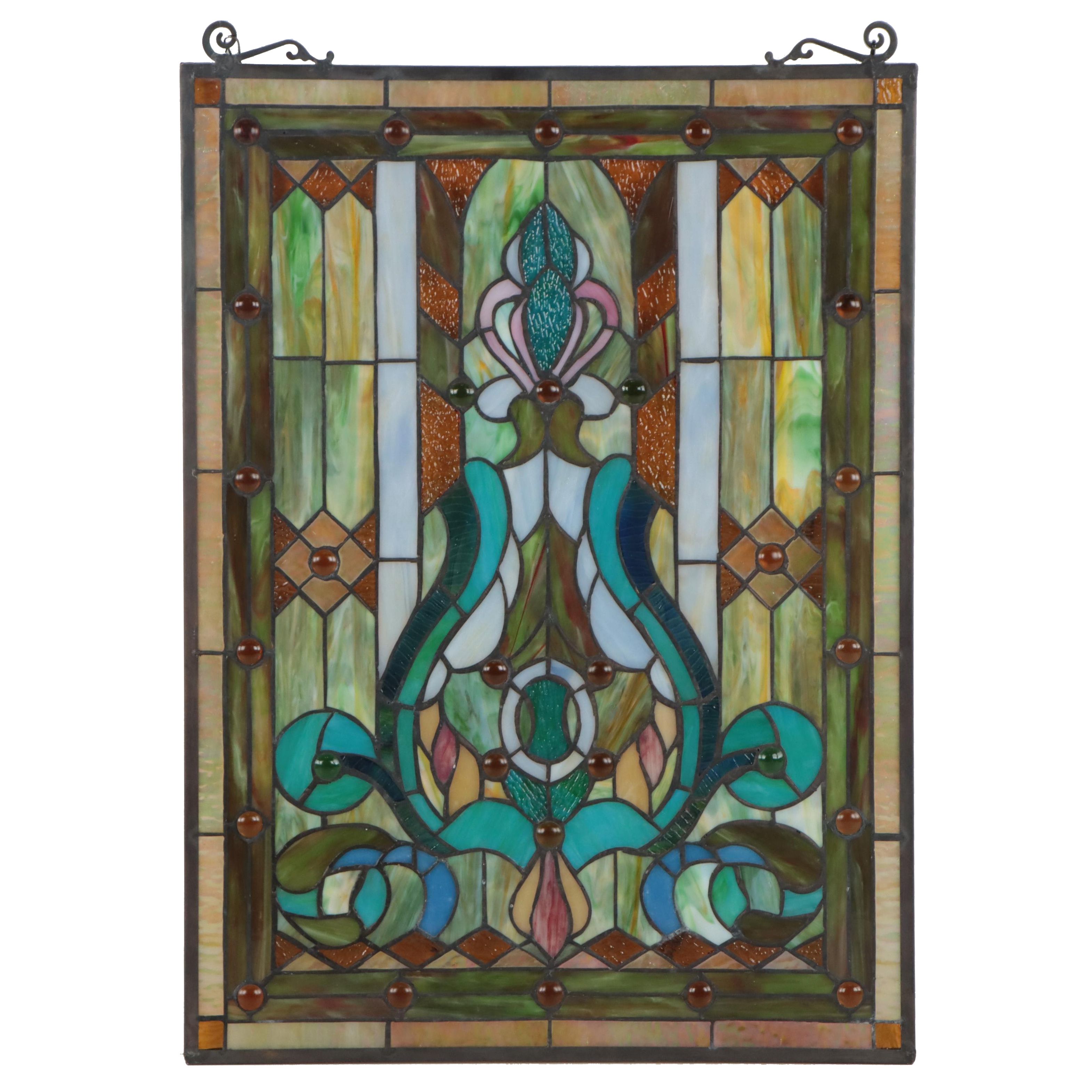 Contemporary Stained Glass Hanging Panel EBTH