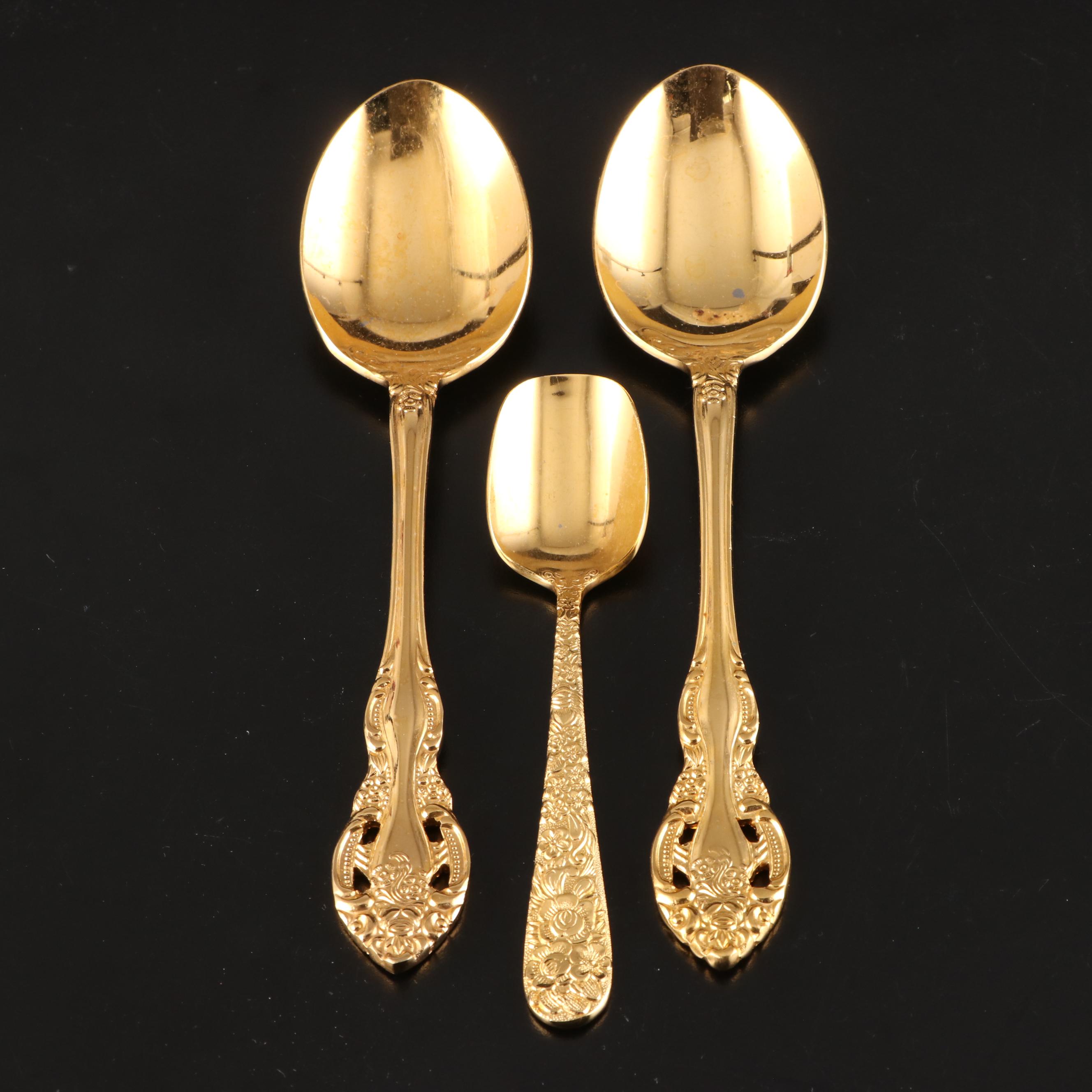 Gold Electroplated Repoussé Flatware in Chest EBTH