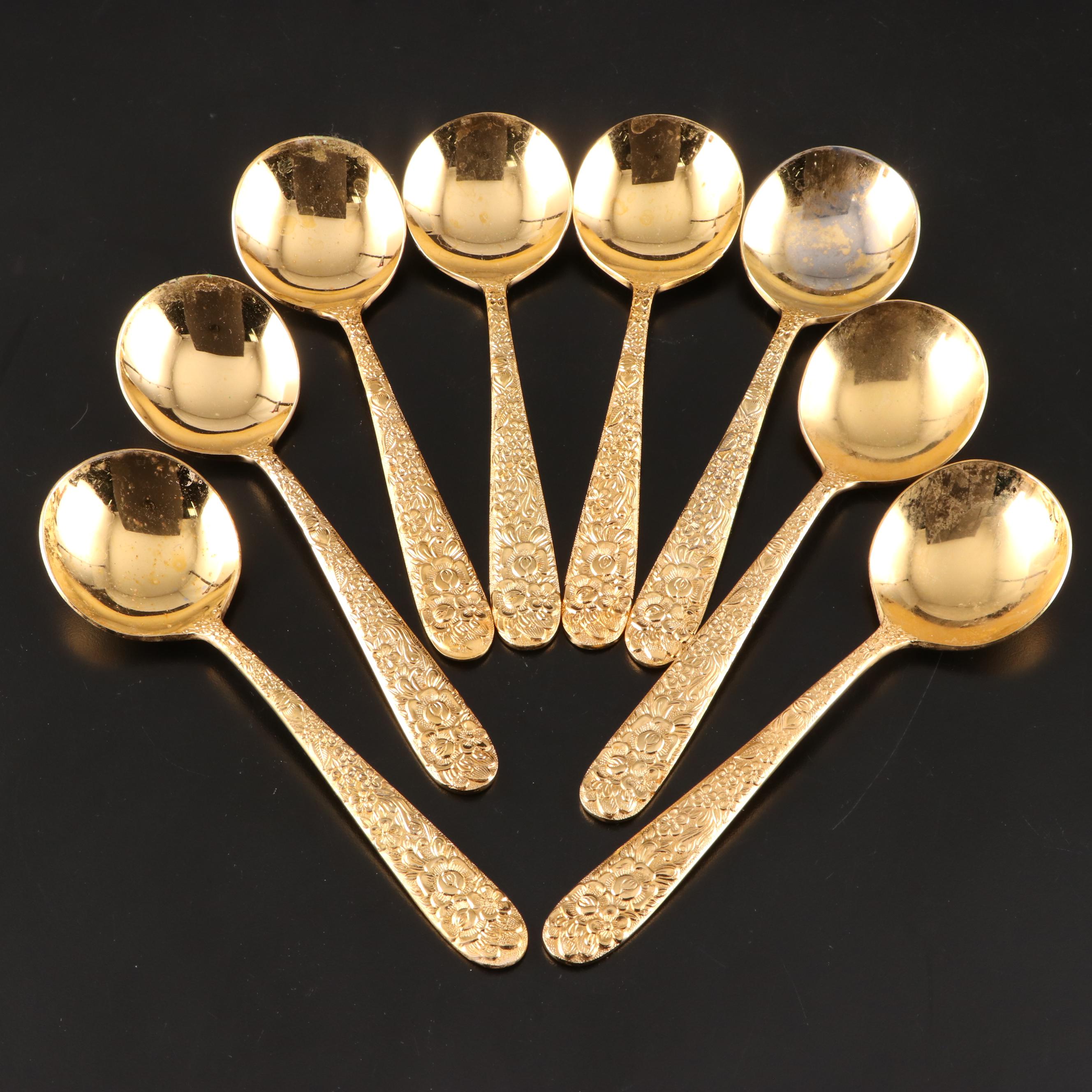 Gold Electroplated Repoussé Flatware in Chest EBTH