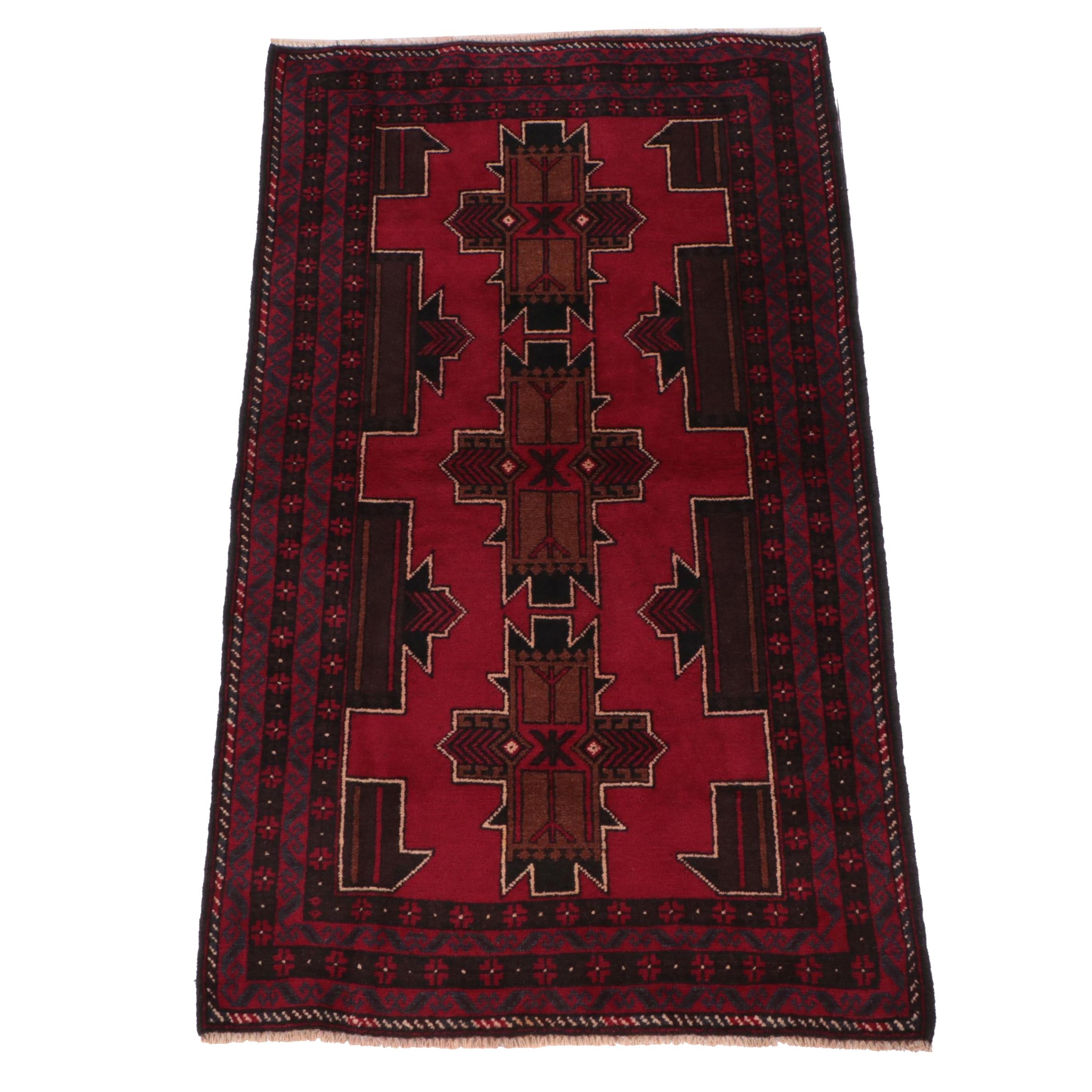Hand-Knotted Persian Yalameh Hunting Accent Rug | EBTH