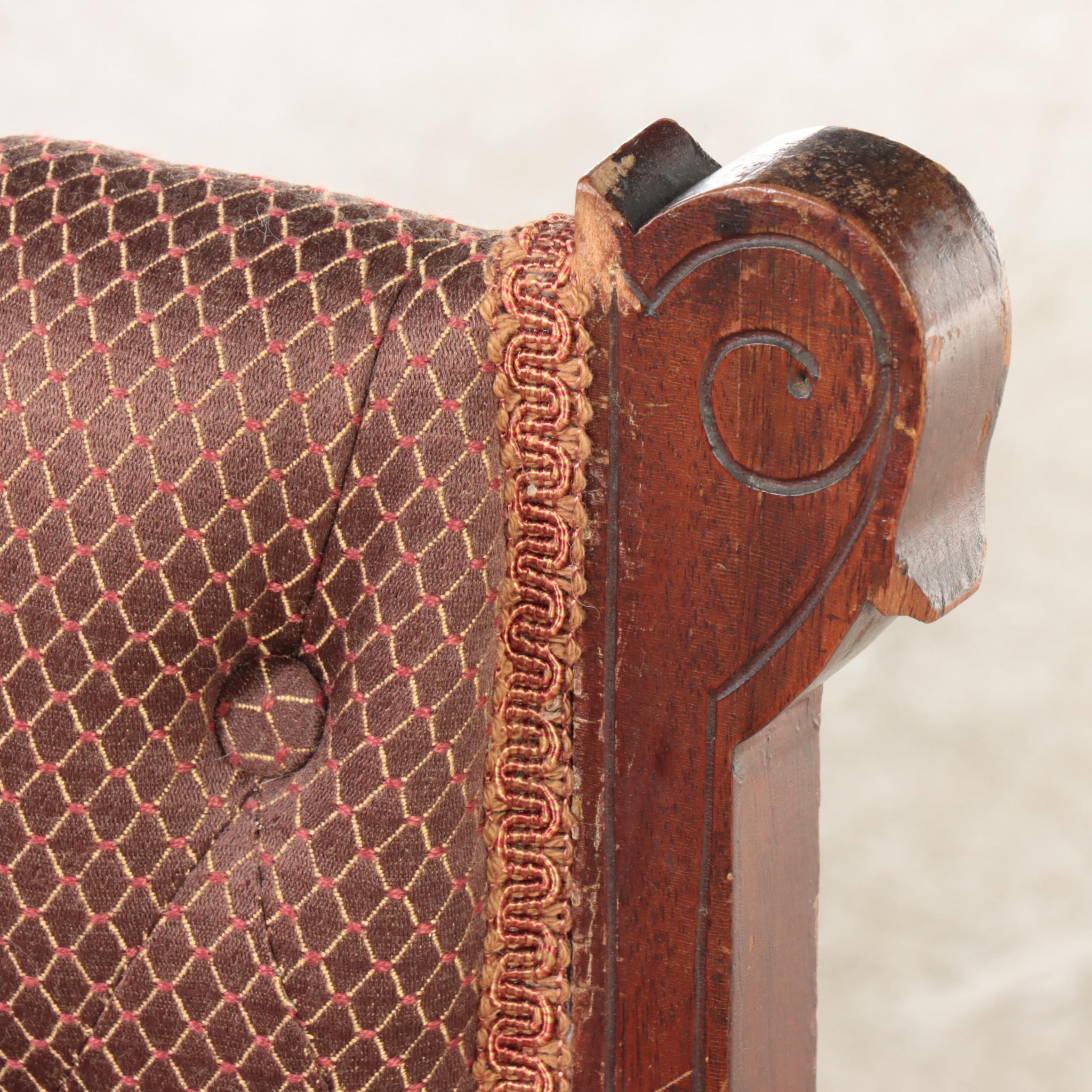 Victorian Eastlake Style Carved Walnut Bustle Bench, Late 19th Century