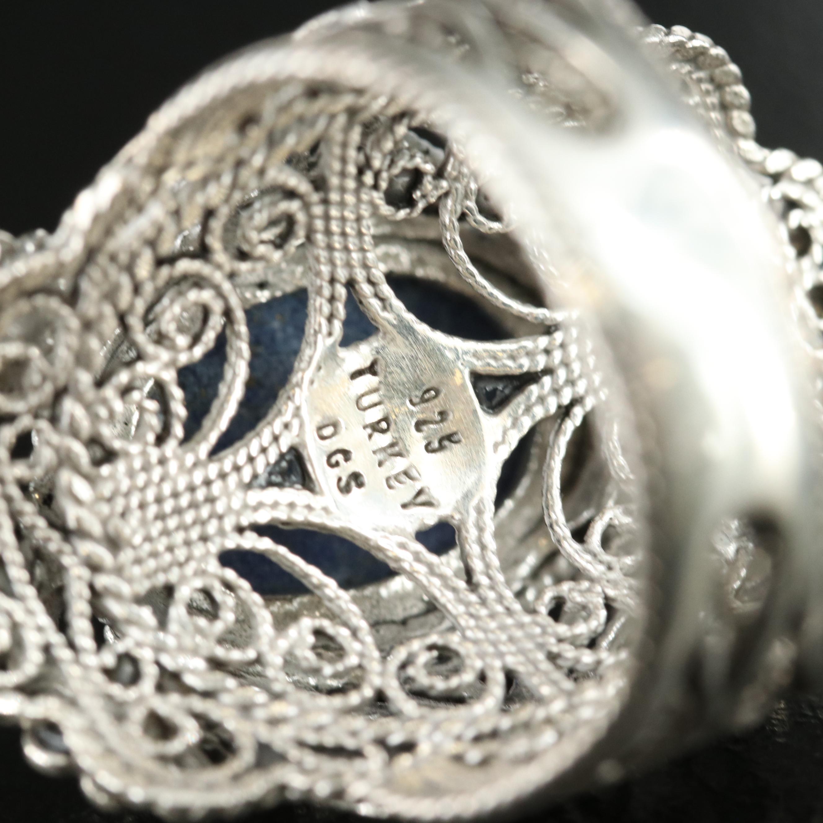 Turkish Sterling Lapis Lazuli Filigree Ring | EBTH