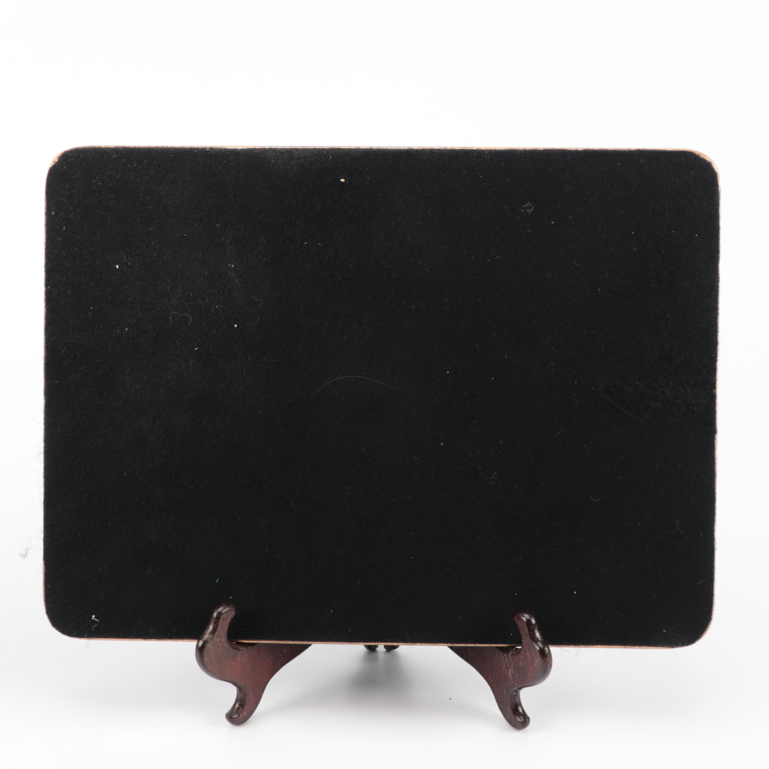 Glass Floral Placemats with Wooden Stand EBTH