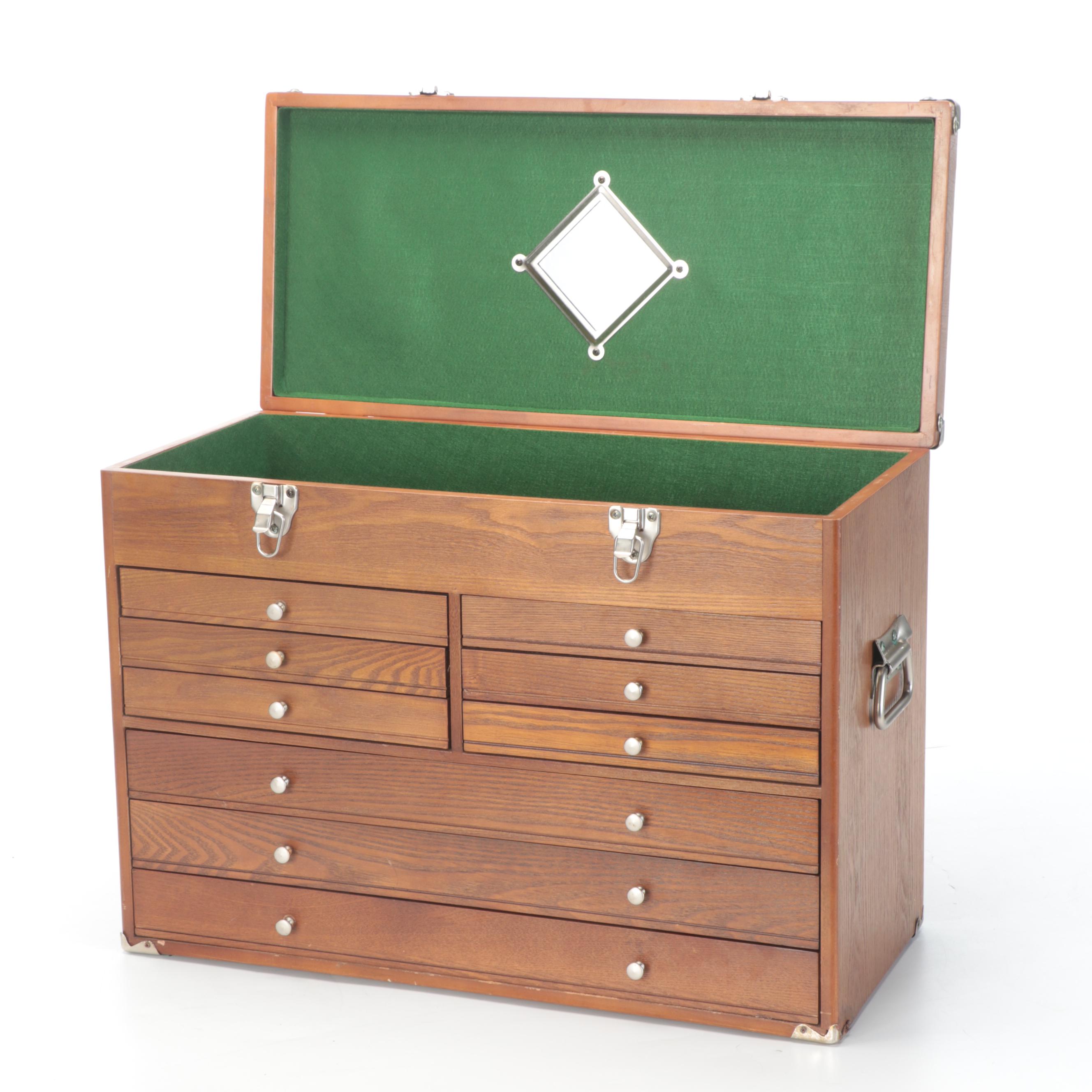 Oak Finish Wood Machinists Tool Box, Late 20th Century EBTH